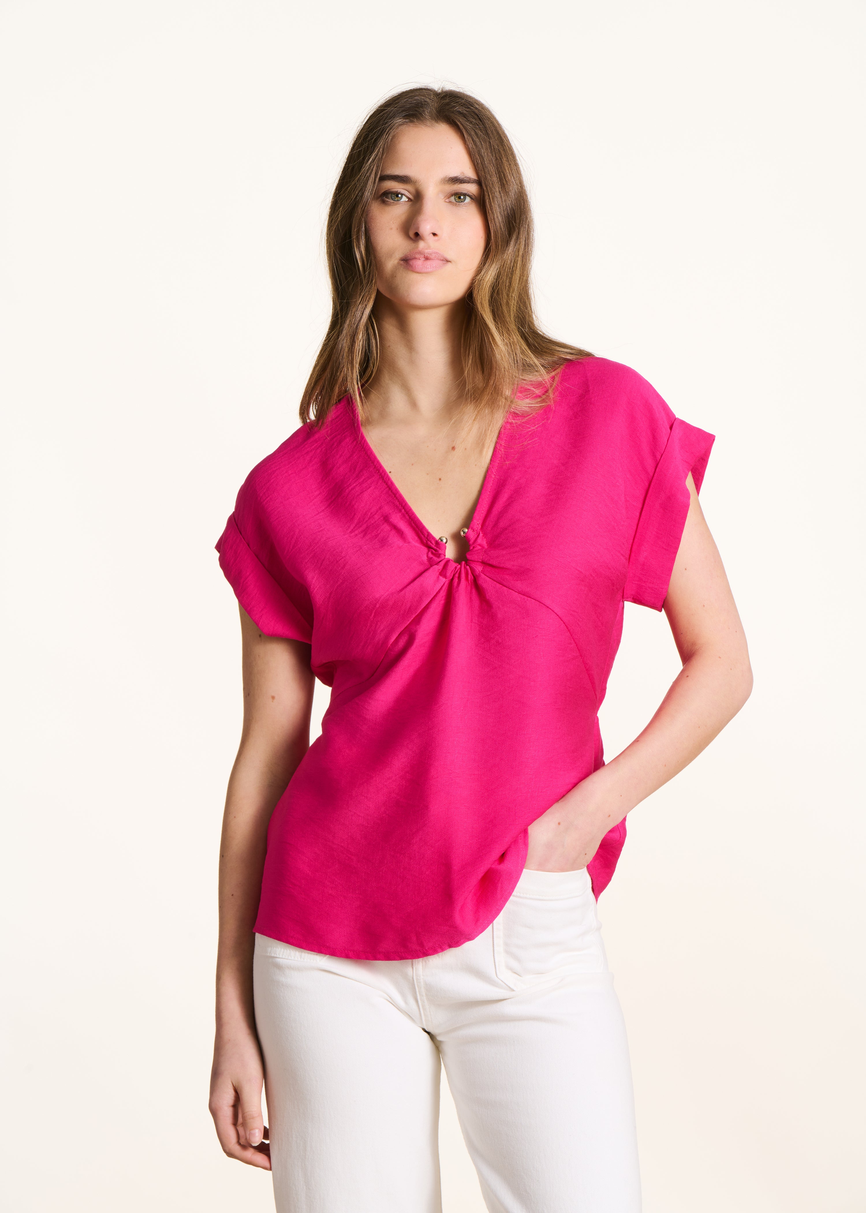 la-f-e-marabout-e-flou-top-kurzarm-viskose-pink-gr-36 image 1