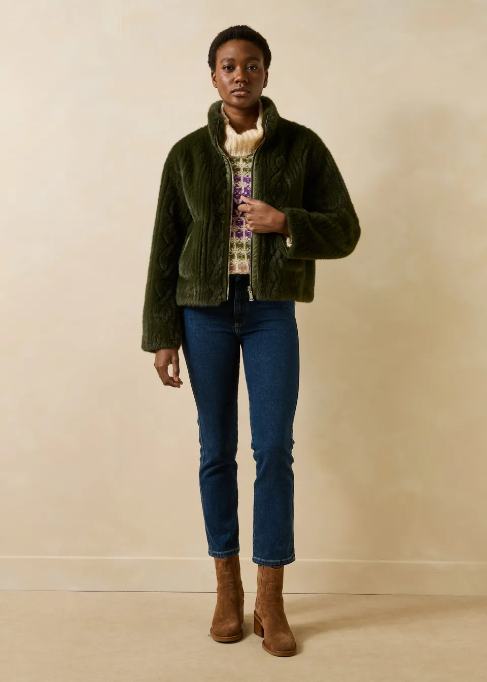 la-f-e-marabout-e-elvire-blouson-damen-khaki-wende image 1