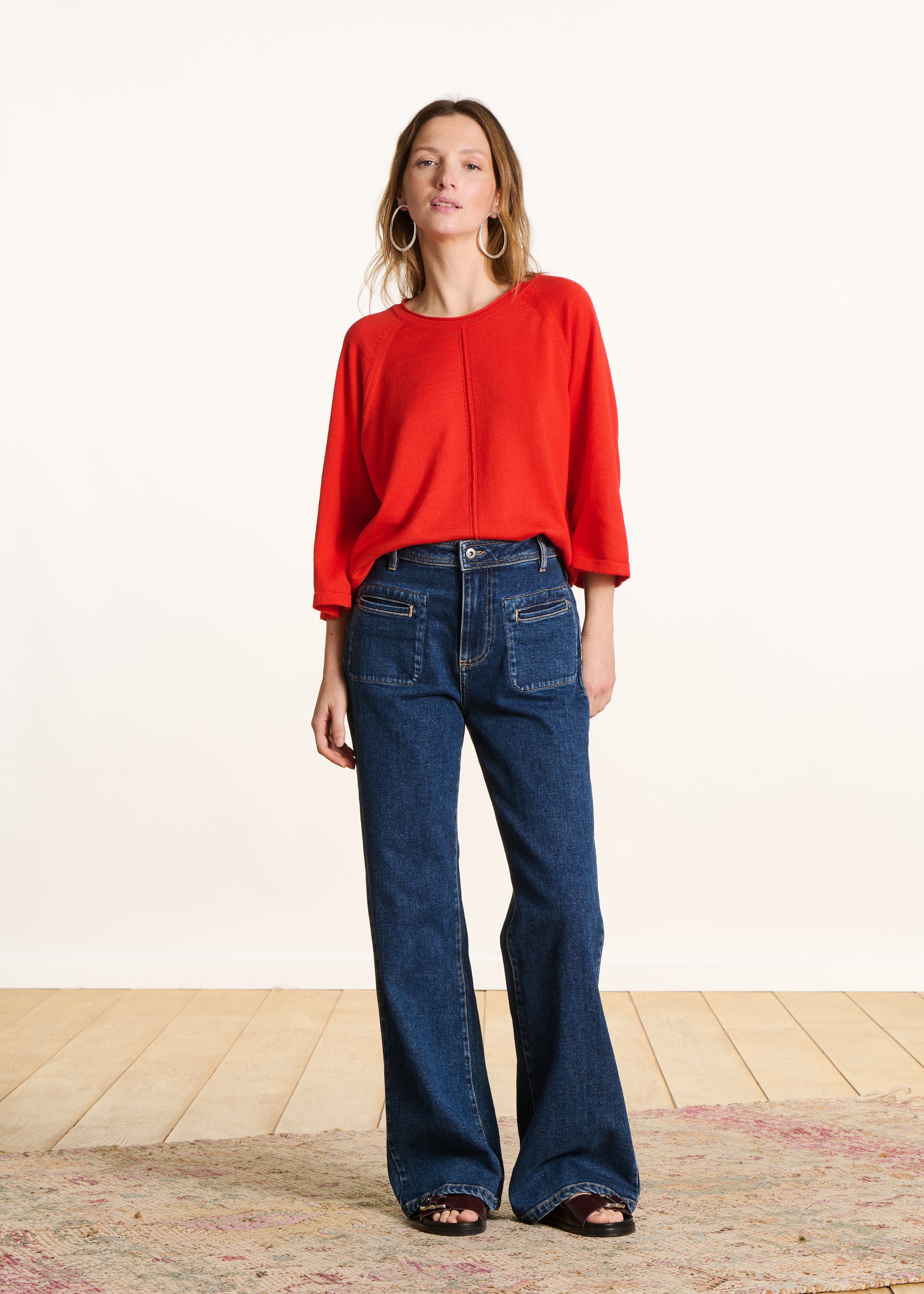 la-f-e-marabout-e-pullover-jaspe-rot-oversize-feinstrick image 2