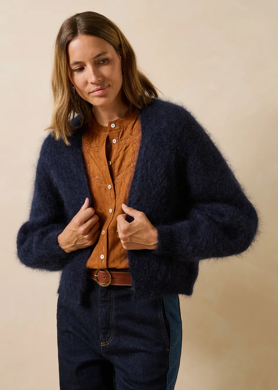 la-f-e-marabout-e-genesia-gilet-marine-mohair-kurz-offen image 1