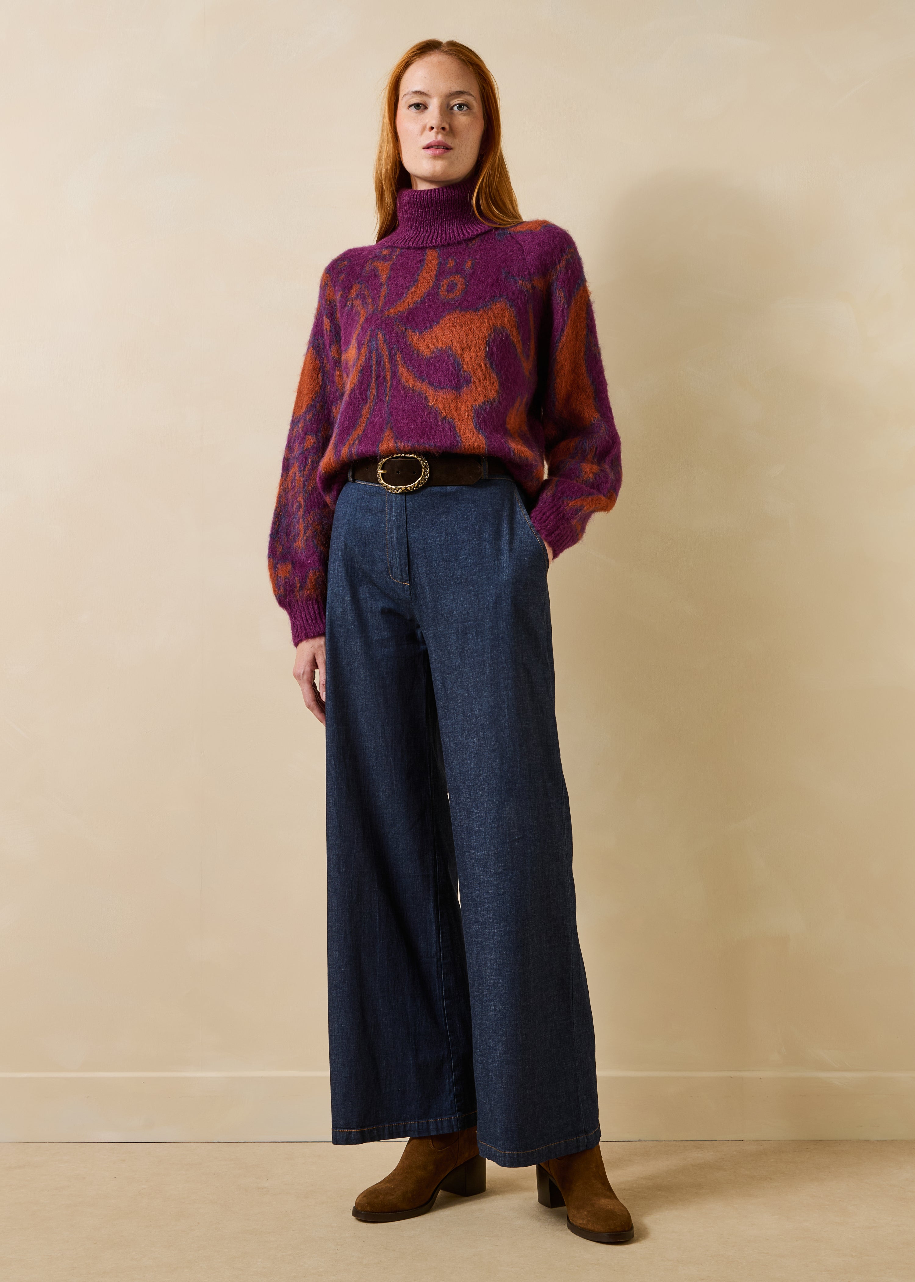 la-f-e-marabout-e-giovana-pullover-lila-orange-rollkragen-mohair image 2