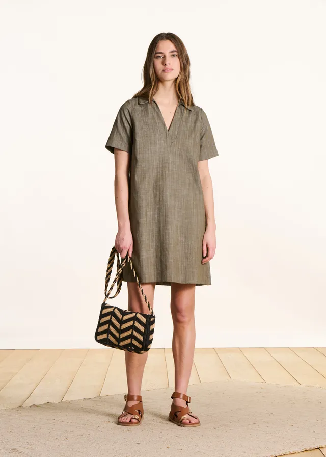 la-f-e-marabout-e-frida-jeanskleid-kaki-kurz-polo image 1