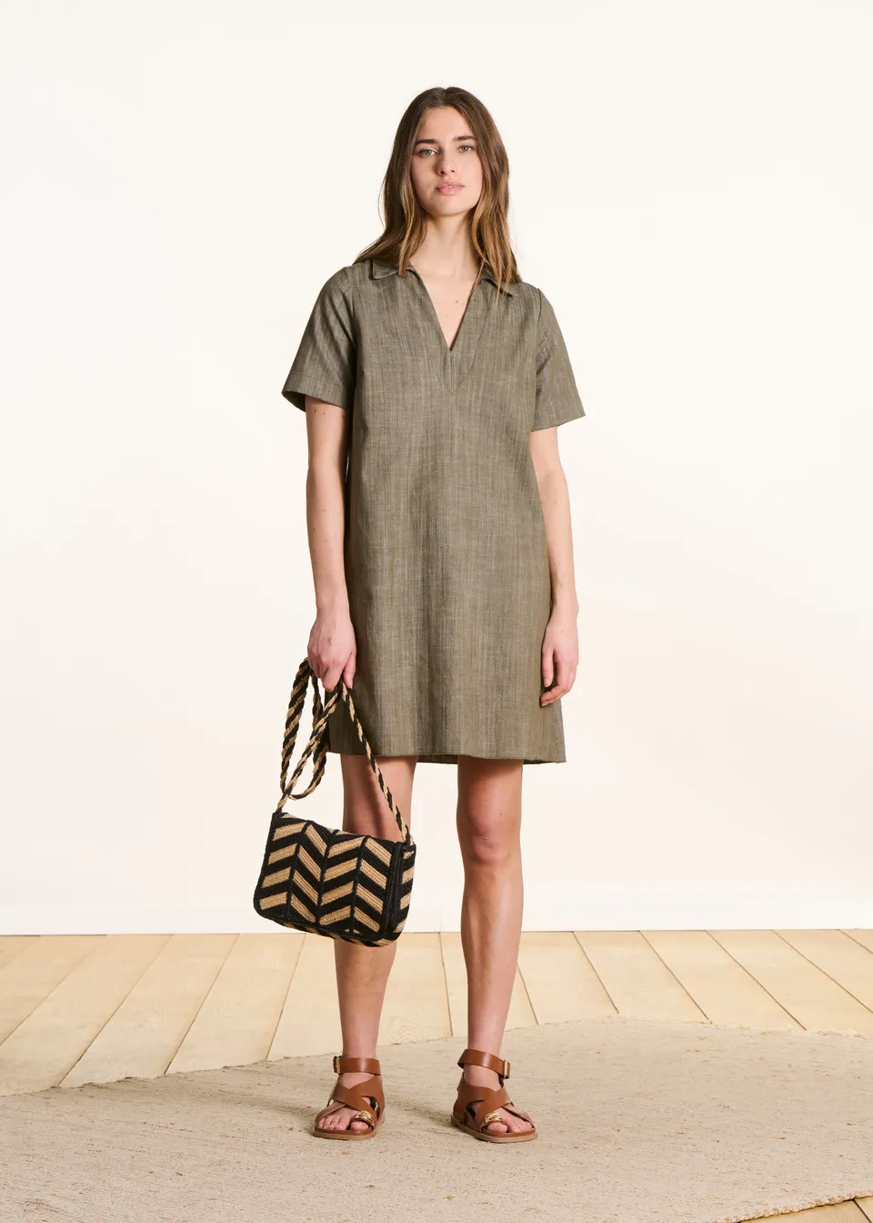 la-f-e-marabout-e-frida-jeanskleid-kaki-kurz-polo image 1