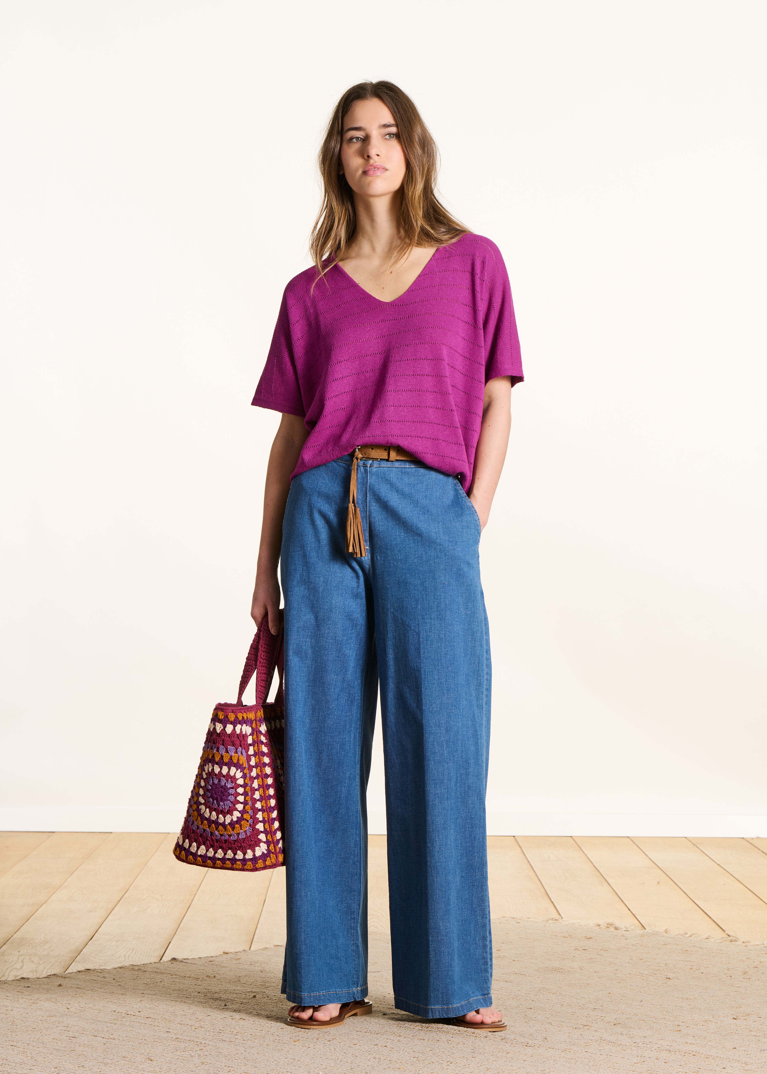 la-f-e-marabout-e-pullover-violett-oversize-kurzarm image 2