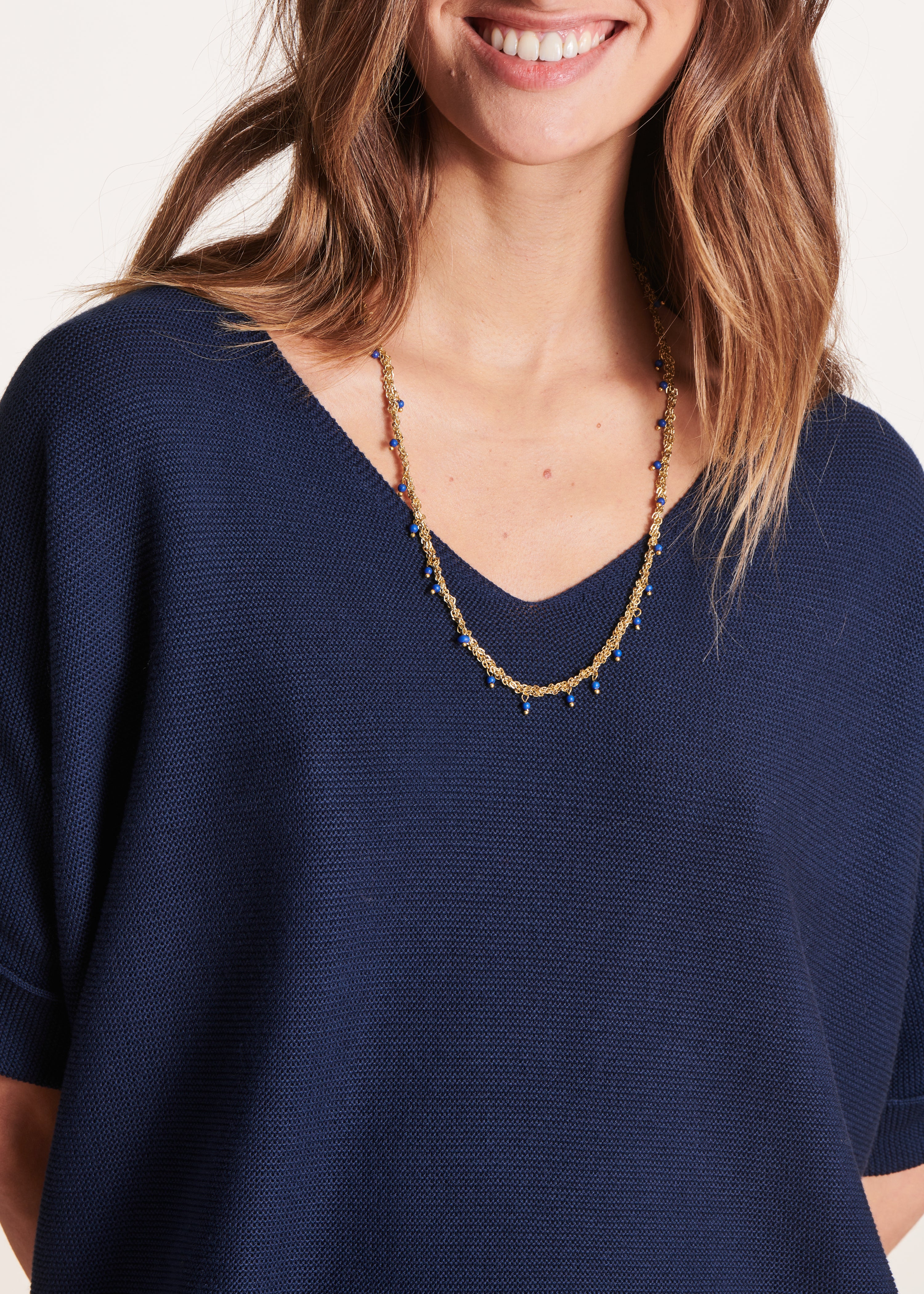 la-f-e-marabout-e-pulls-gilets-pullover-marine-v-ausschnitt-kurzarm image 5