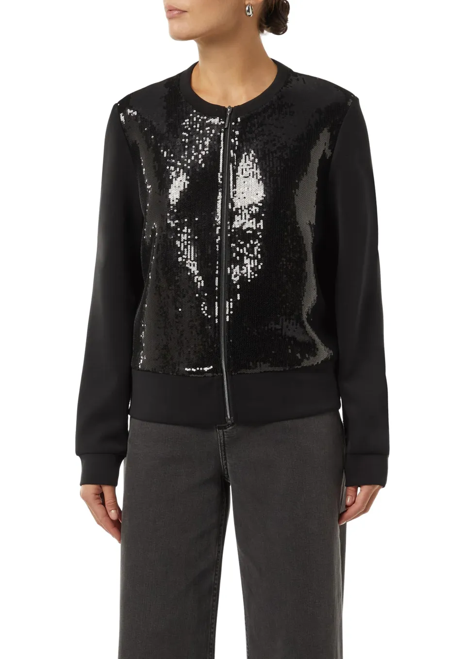 comma-sweat-jacke-pailletten-gr-44-schwarz-sweatshirt image 1