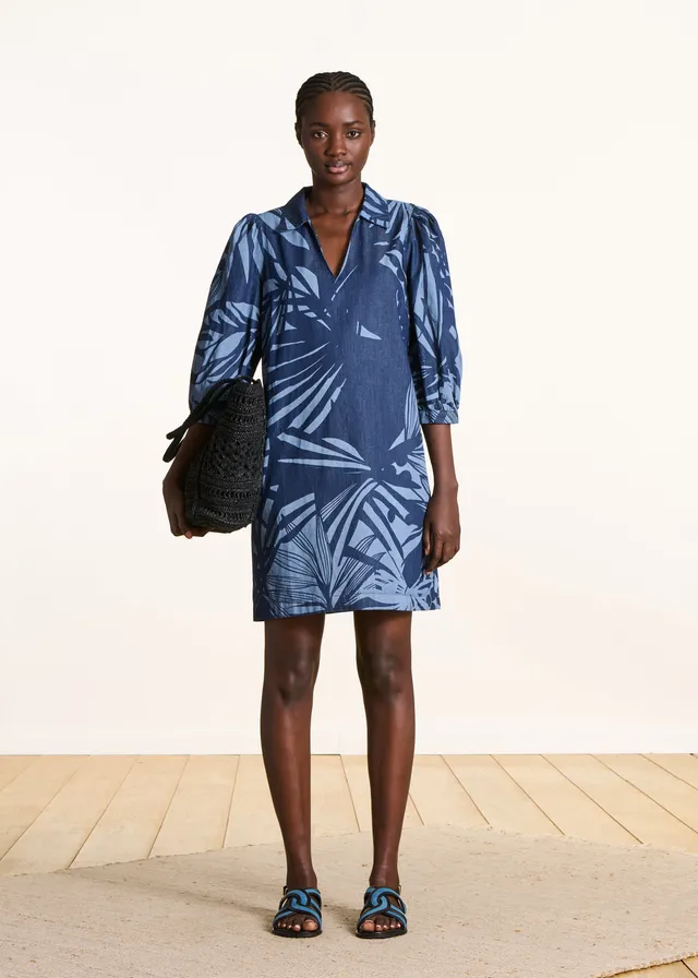 la-f-e-marabout-e-france-kleid-blau-kurz-baumwolle image 1
