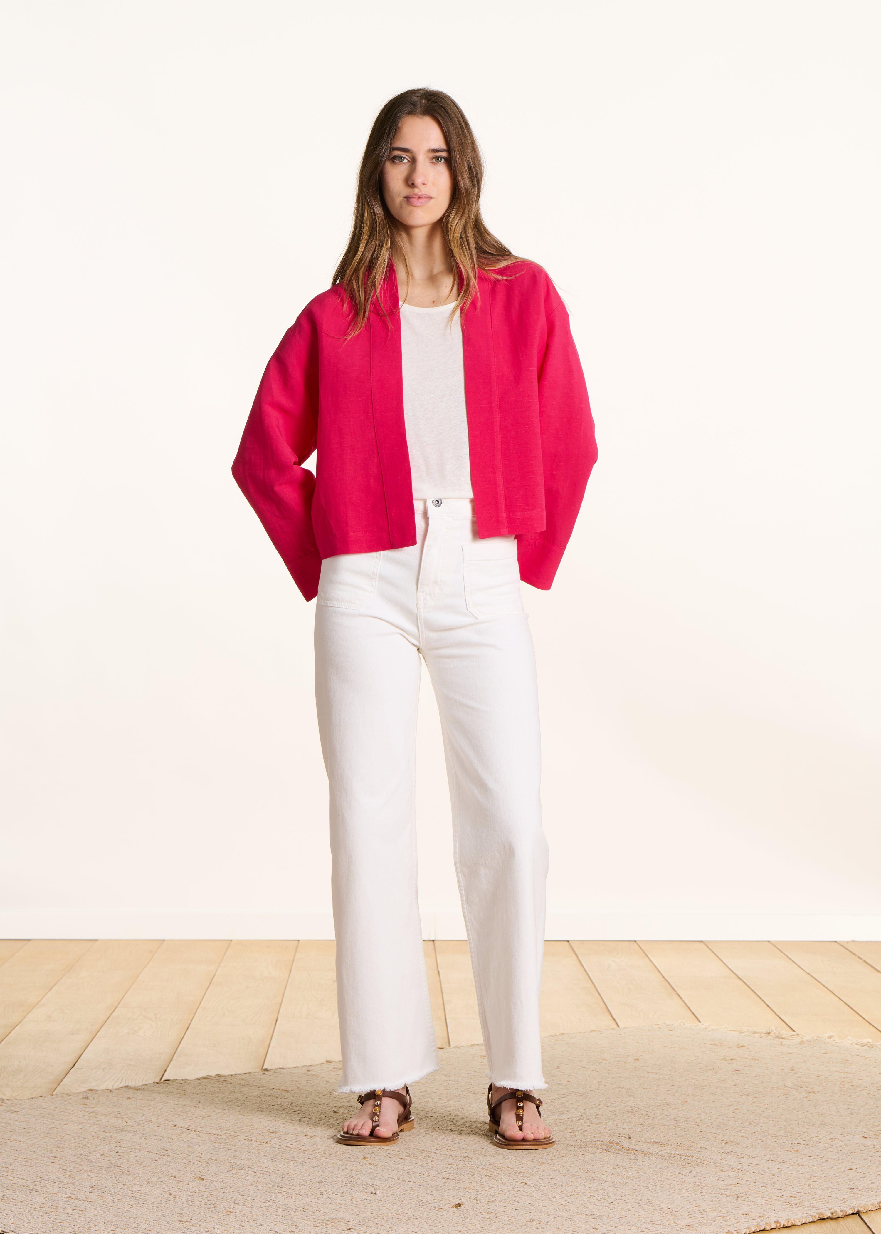 la-f-e-marabout-e-poma-jacke-fuchsia-kurze-damenjacke-leinen image 2