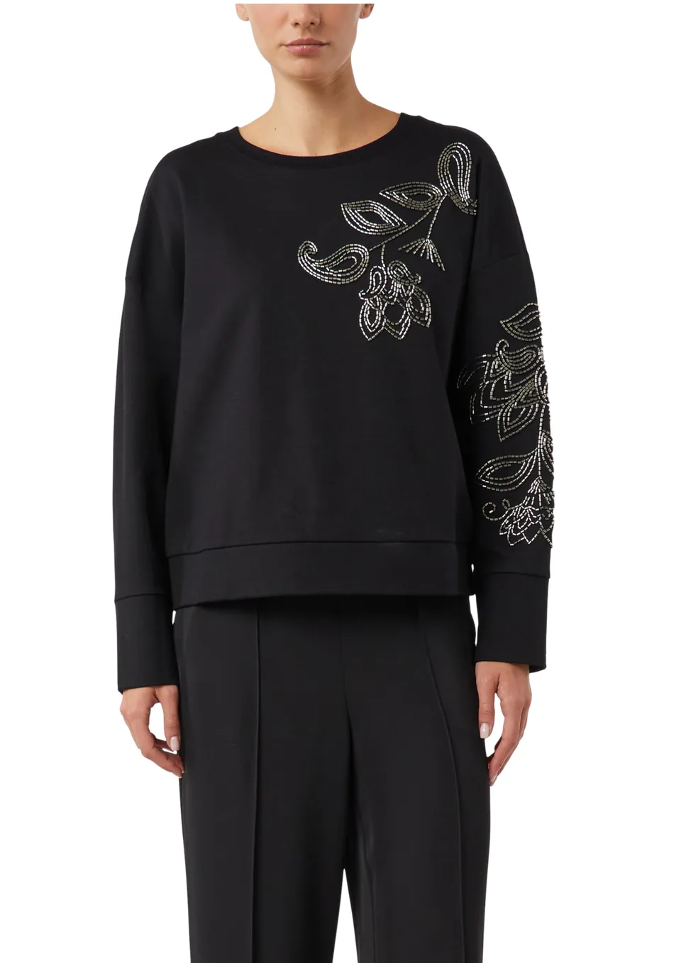 comma-sweatshirt-mit-perlenstickerei-gr-e-46 image 1