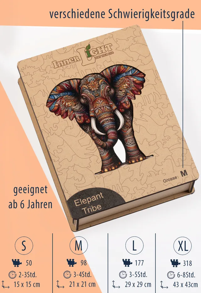 moshiki-elephant-tribe-holzpuzzle-elefant-gr-e-m image 1