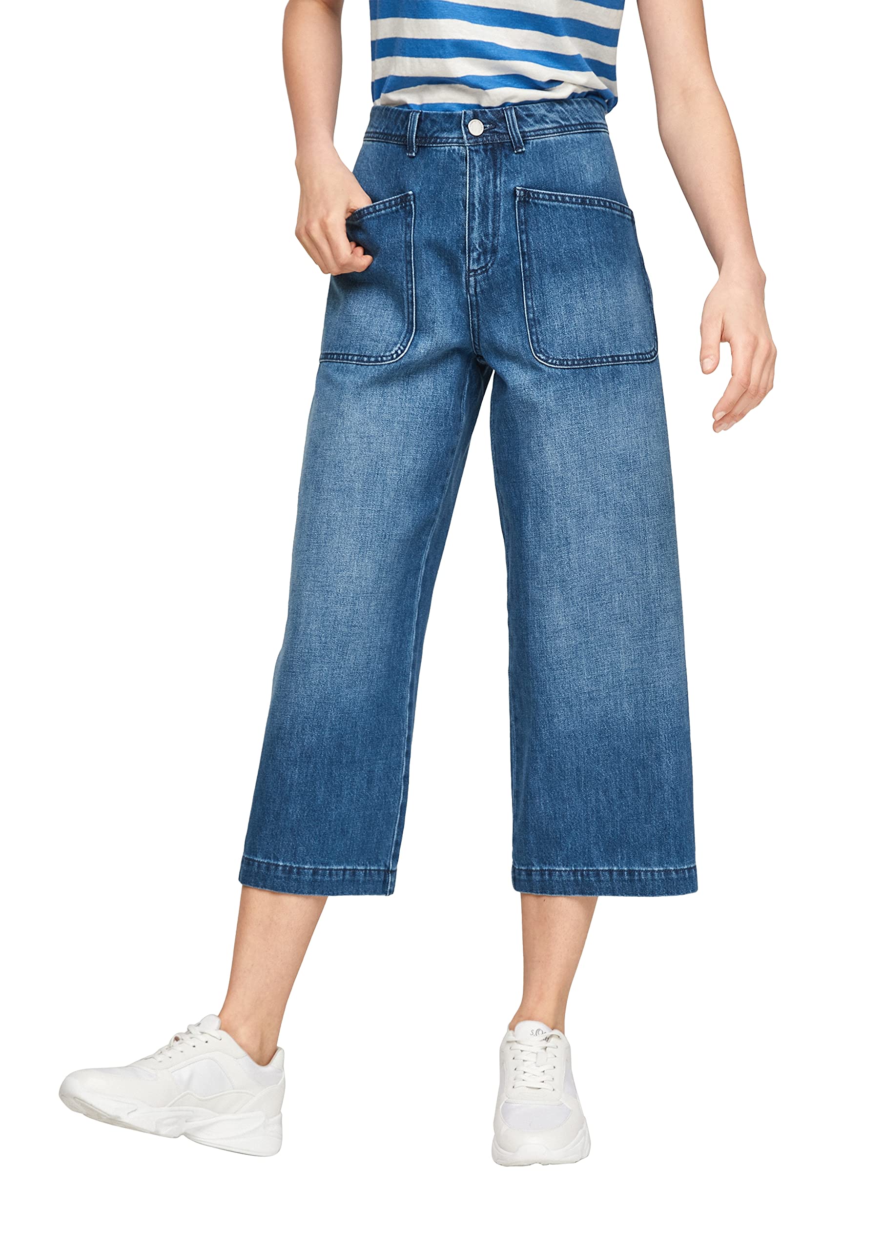 comma-culotte-jeans-damen-denim-high-rise-wide-leg-casual image 1