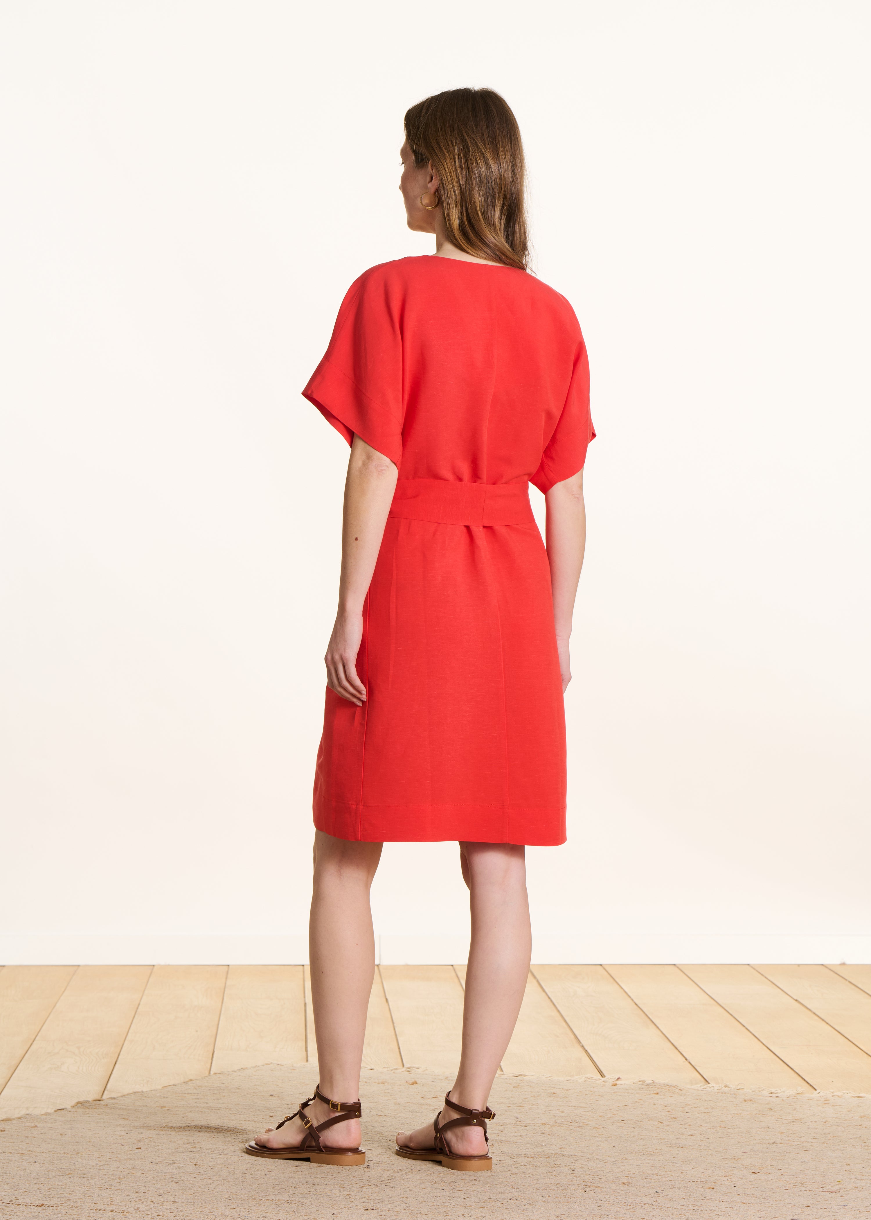 la-f-e-marabout-e-felia-kleid-rot-kurz-viskose-leinen image 2