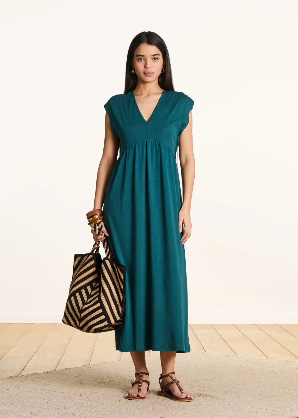 la-f-e-marabout-e-drazic-midikleid-lyocell-petrol image 1