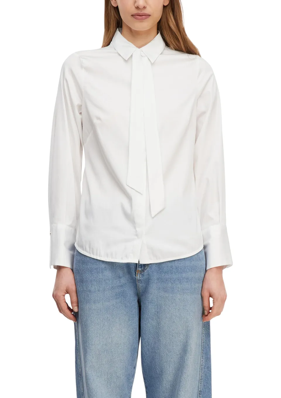 comma-bluse-stretch-popeline-bindekragen-gr-44-krawatte image 1