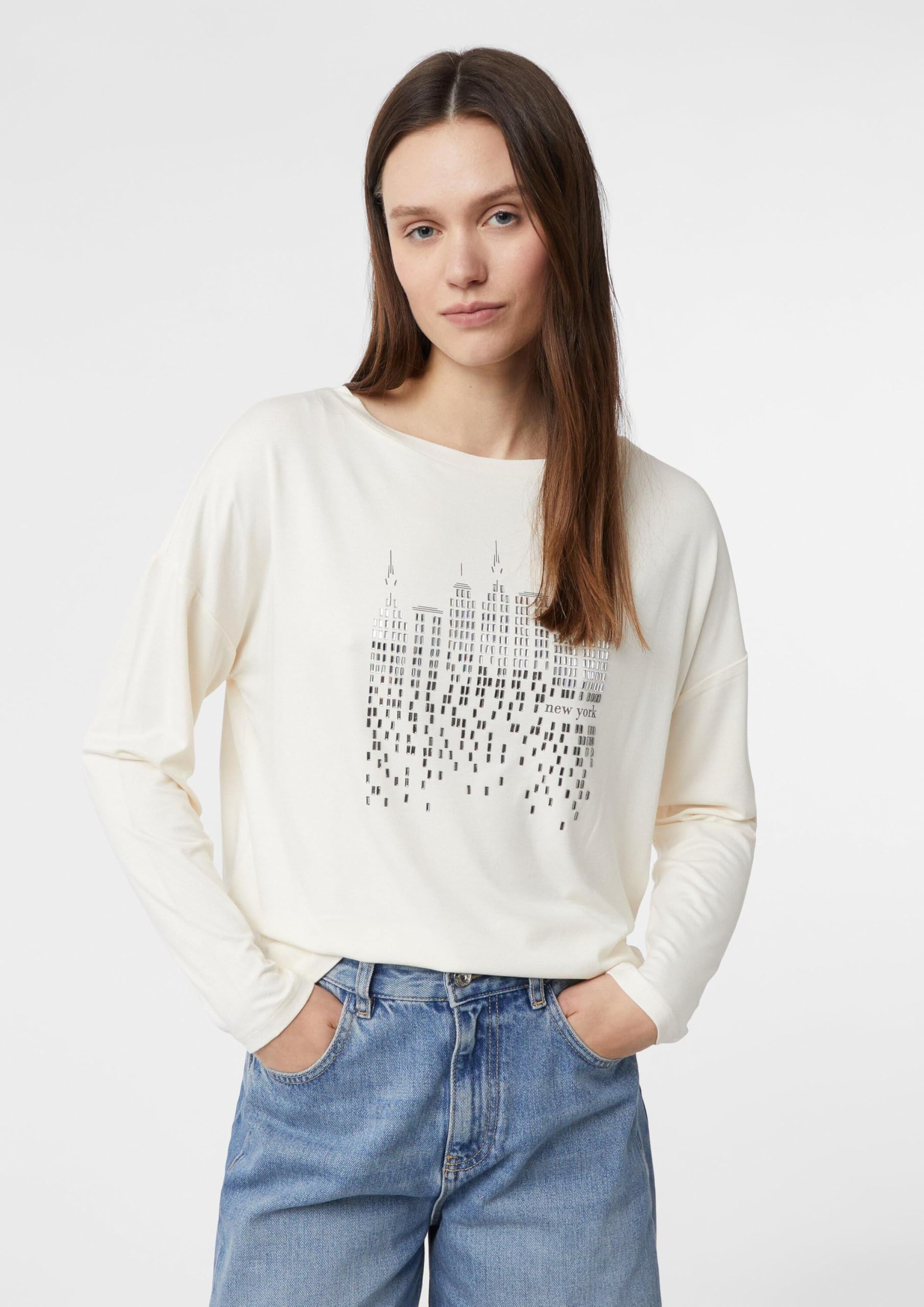 comma-tops-langarmshirt-print-strass-gr-36 image 3