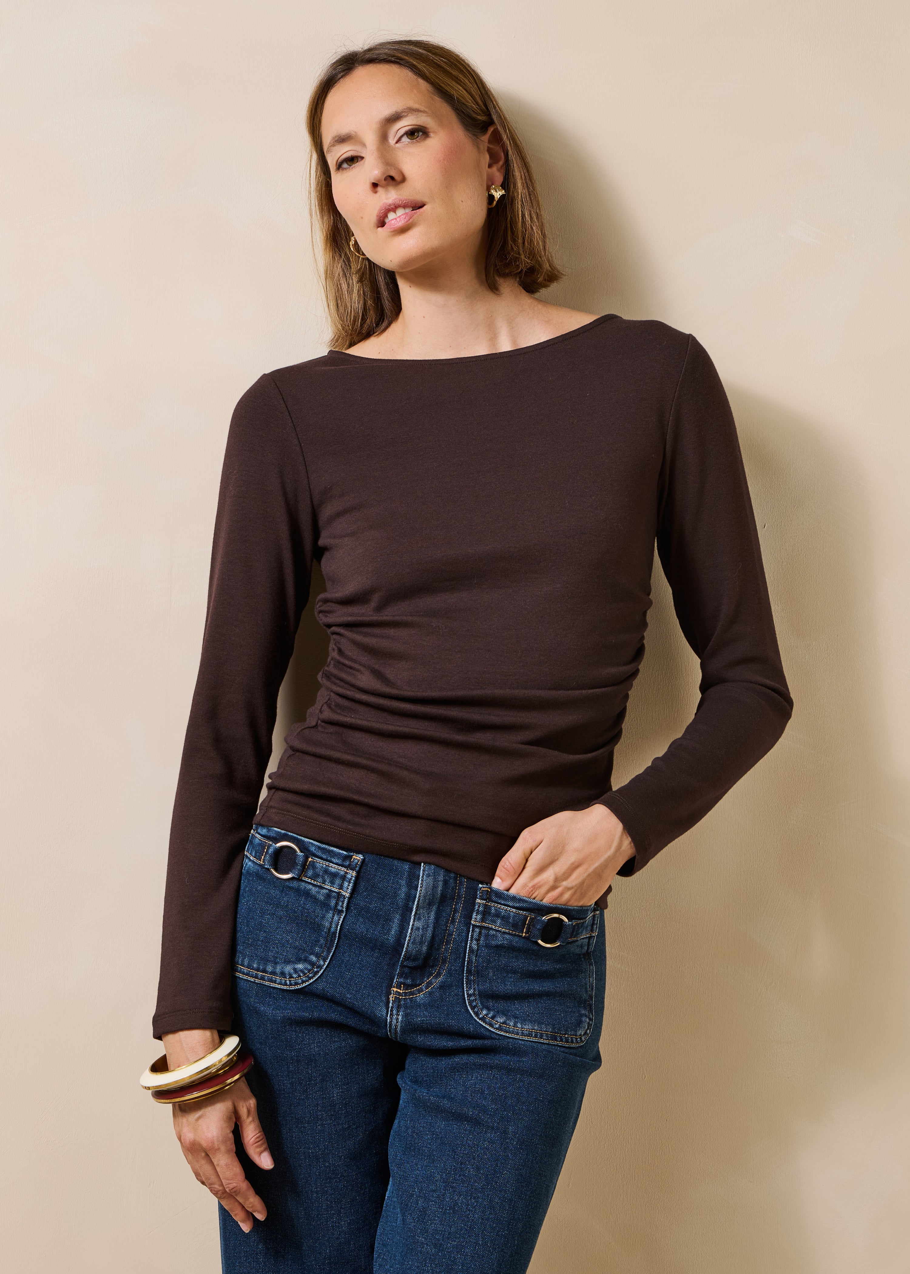 la-f-e-marabout-e-giverny-t-shirt-braun-langarm-modal image 1