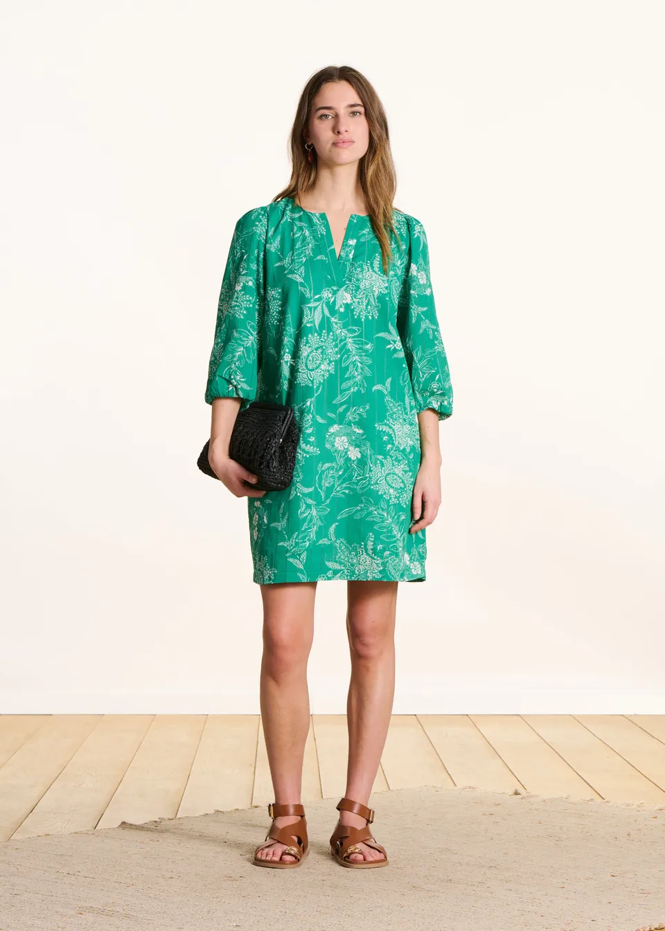 la-f-e-marabout-e-kleid-kurz-gr-n-gebl-mt-gr-34 image 1