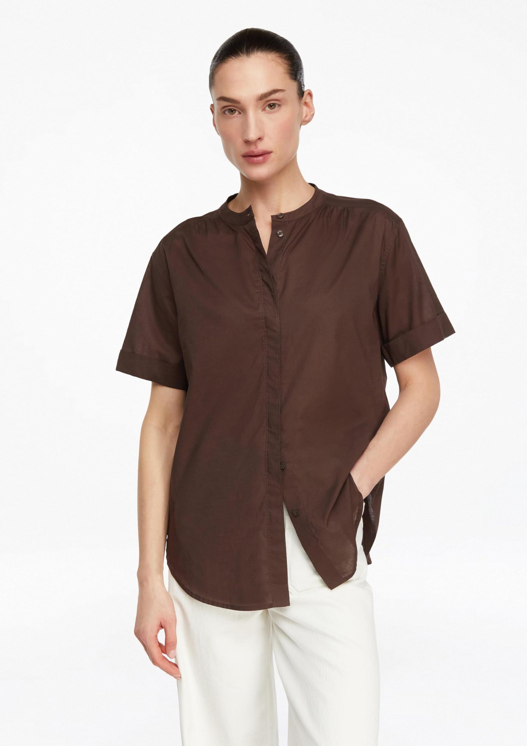 comma-blouses-damen-bluse-kurzarm-stehkragen-baumwolle-2 image 6