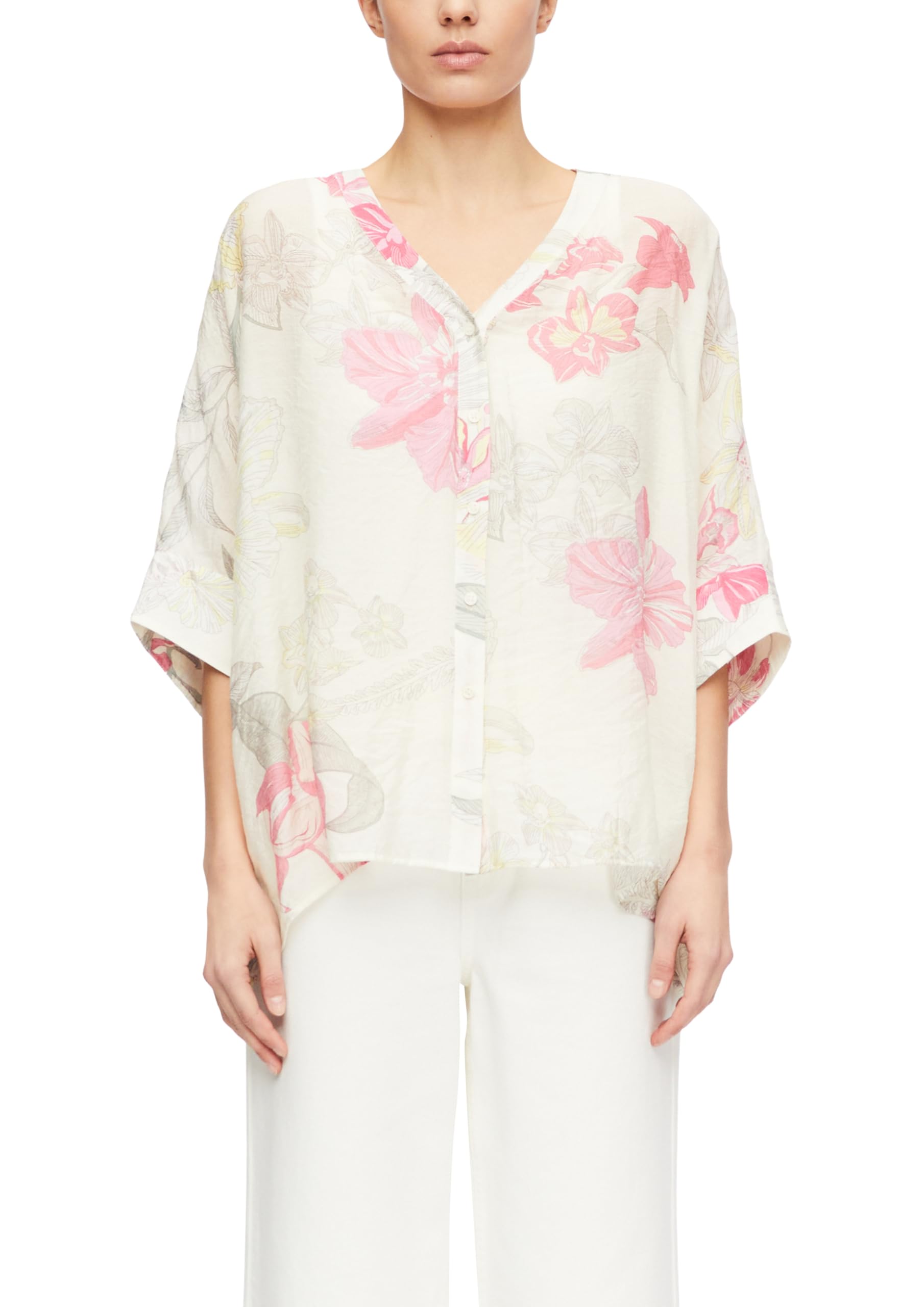 comma-poncho-bluse-chiffon-bluse-xl-beige-allover image 1