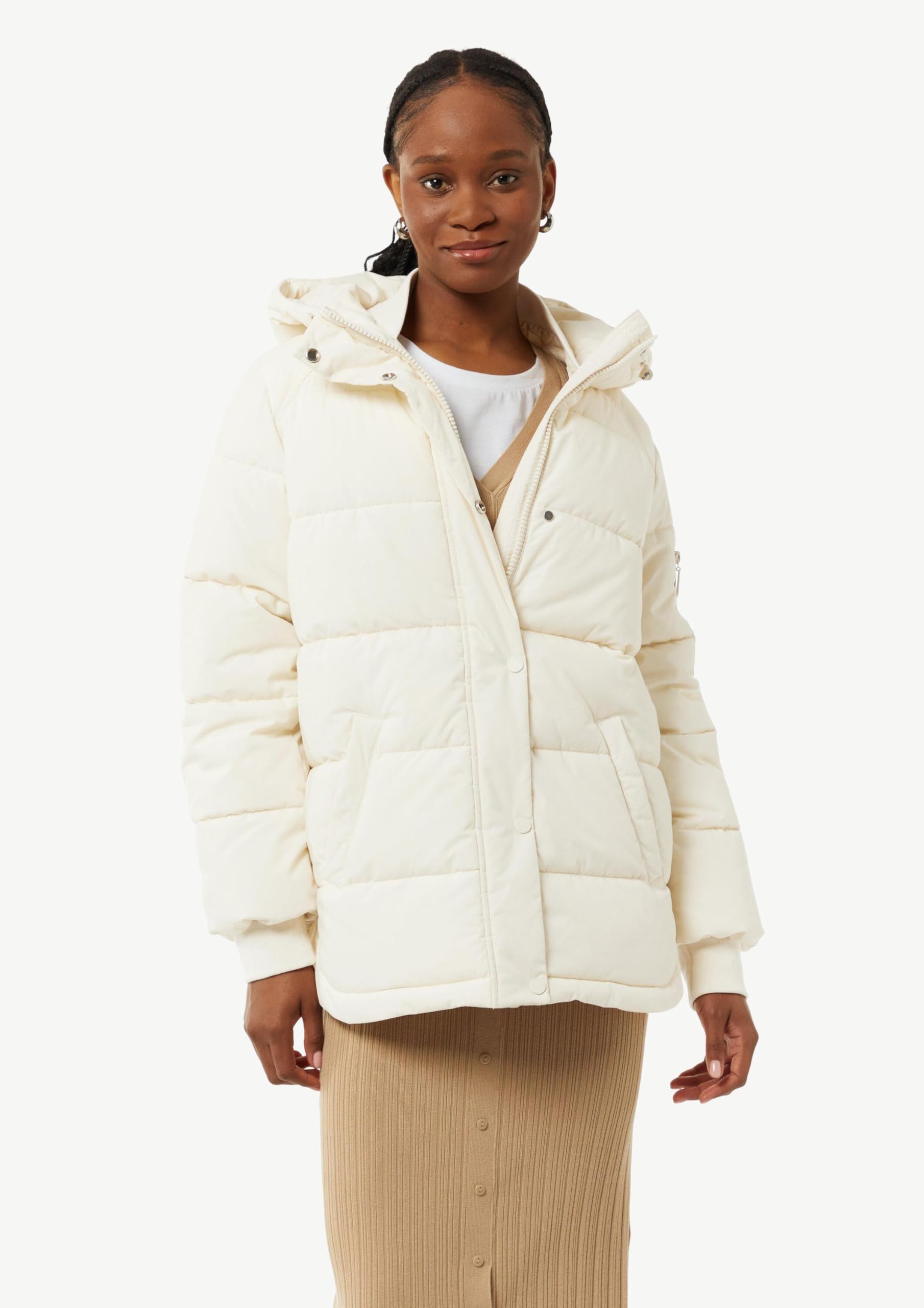 comma-steppjacke-damen-gr-40-beige-kapuze-baumwolle image 5
