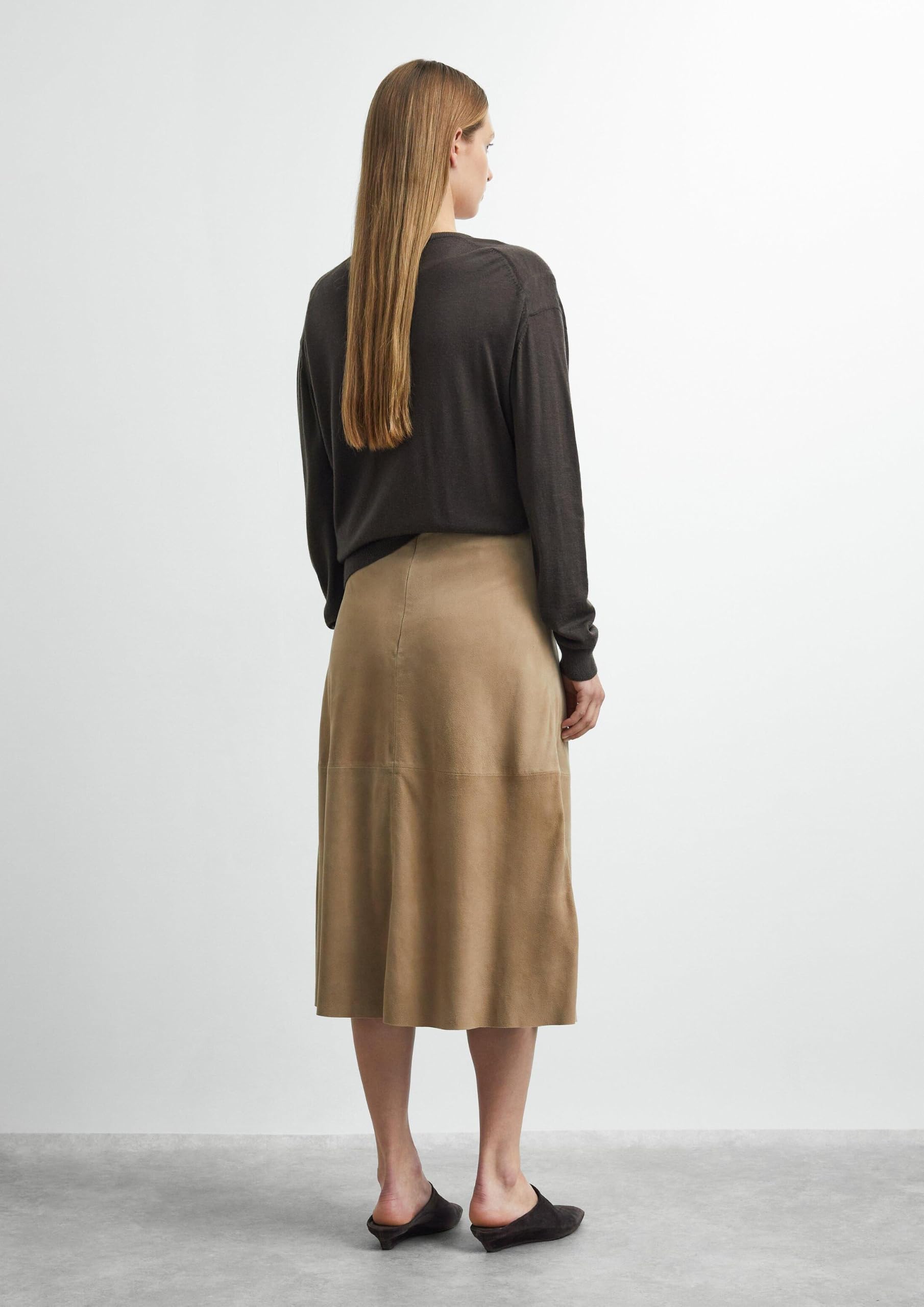 comma-skirts-rock-veloursleder-midi-ausgestellt image 7