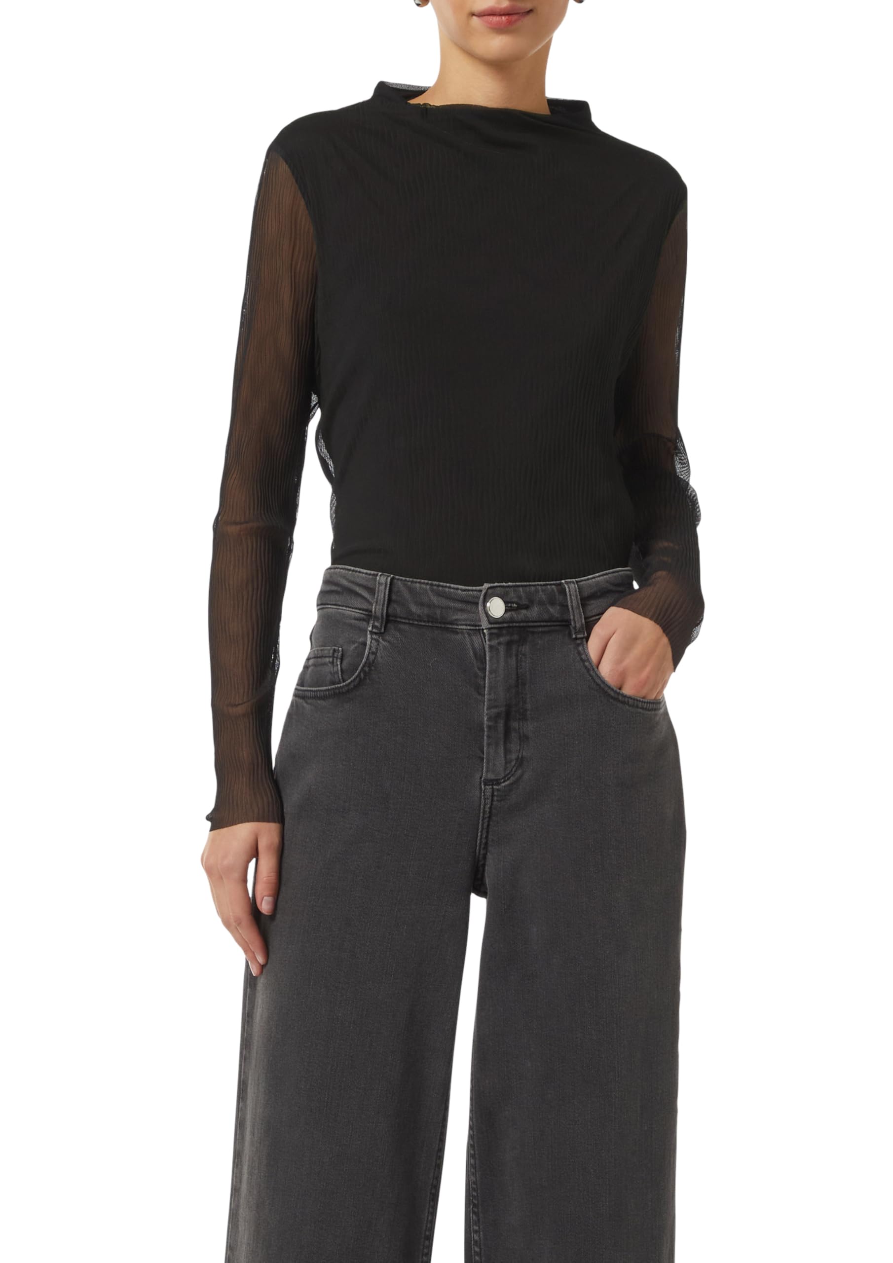 comma-2157793-mesh-longsleeve-gr-44-plissee-shirt image 1