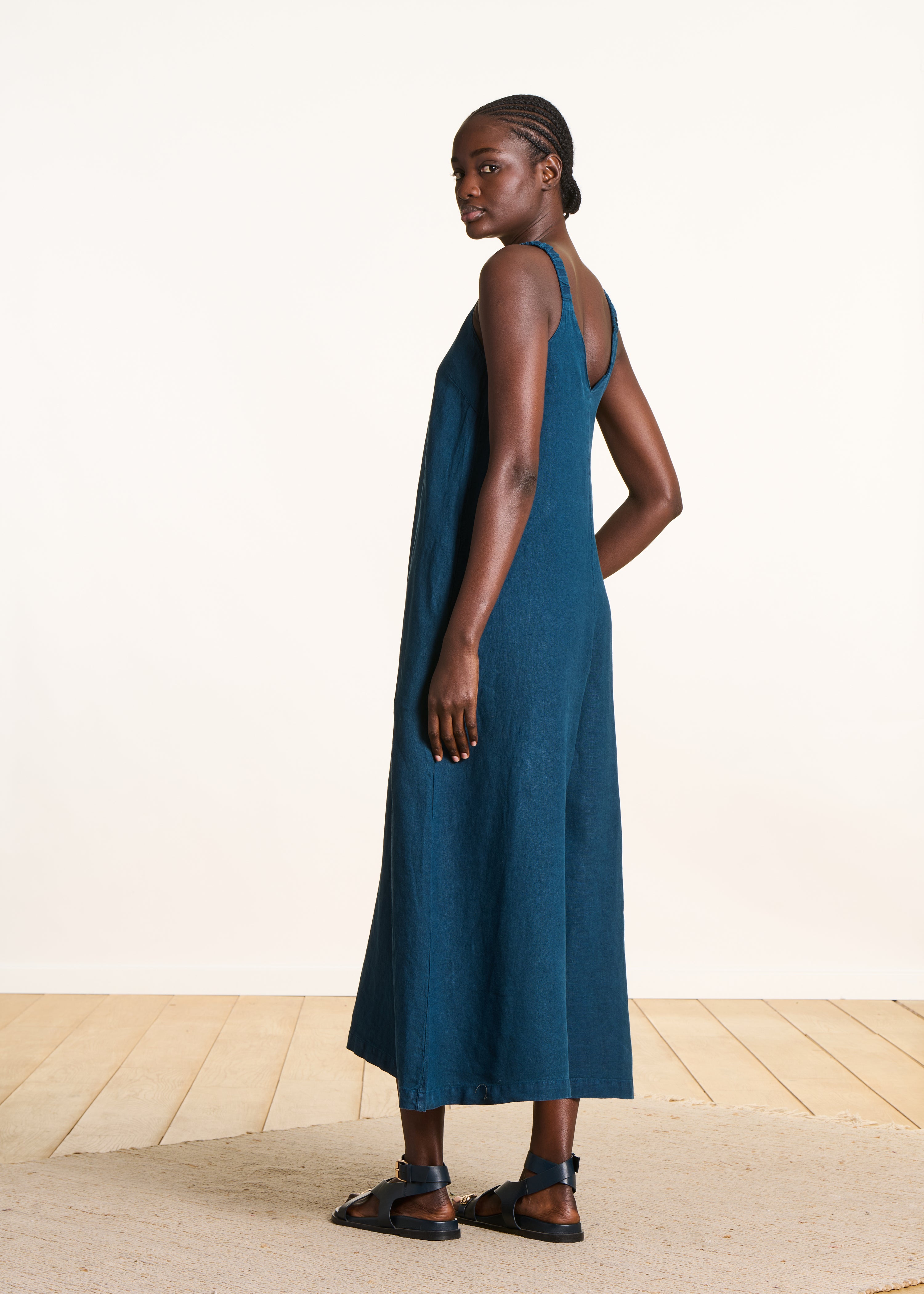 la-f-e-marabout-e-overall-leinen-petrol-v-ausschnitt image 3