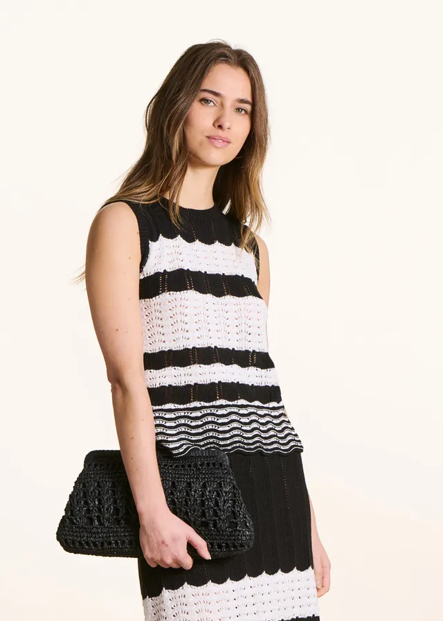 la-f-e-marabout-e-formel-stricktop-schwarz-gestreift-ajour image 1
