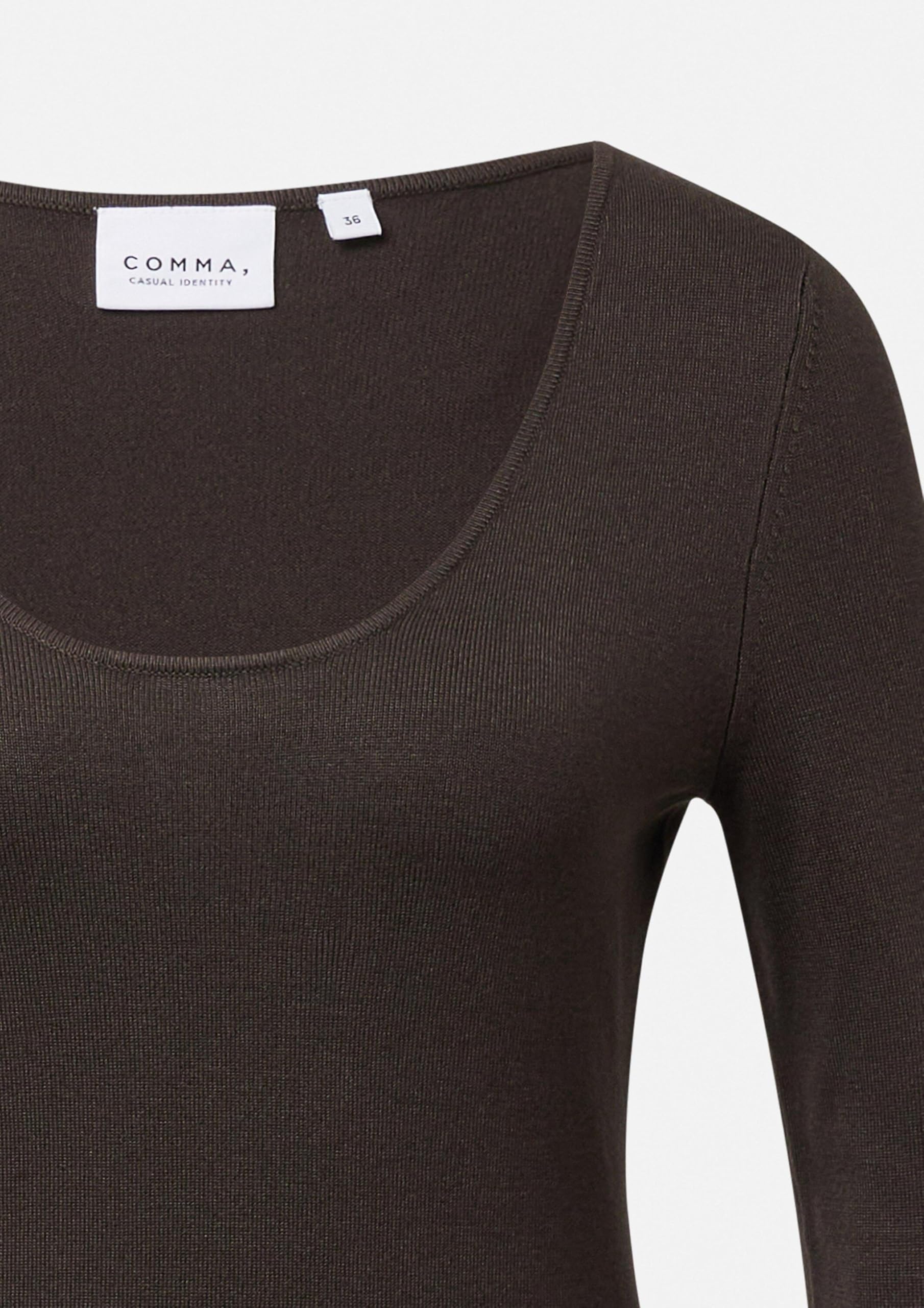 comma-feinstrickpullover-viskosemix-slim-fit-dunkelbraun image 6