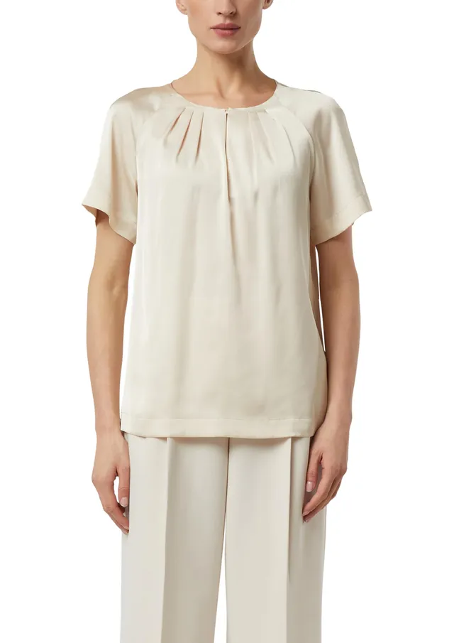 comma-blouses-satin-kurzarmbluse-gr-40-raffung-wei image 1