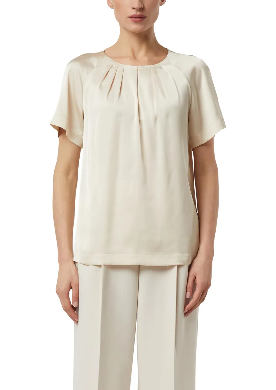 comma-blouses-satin-kurzarmbluse-gr-40-raffung-wei image 1