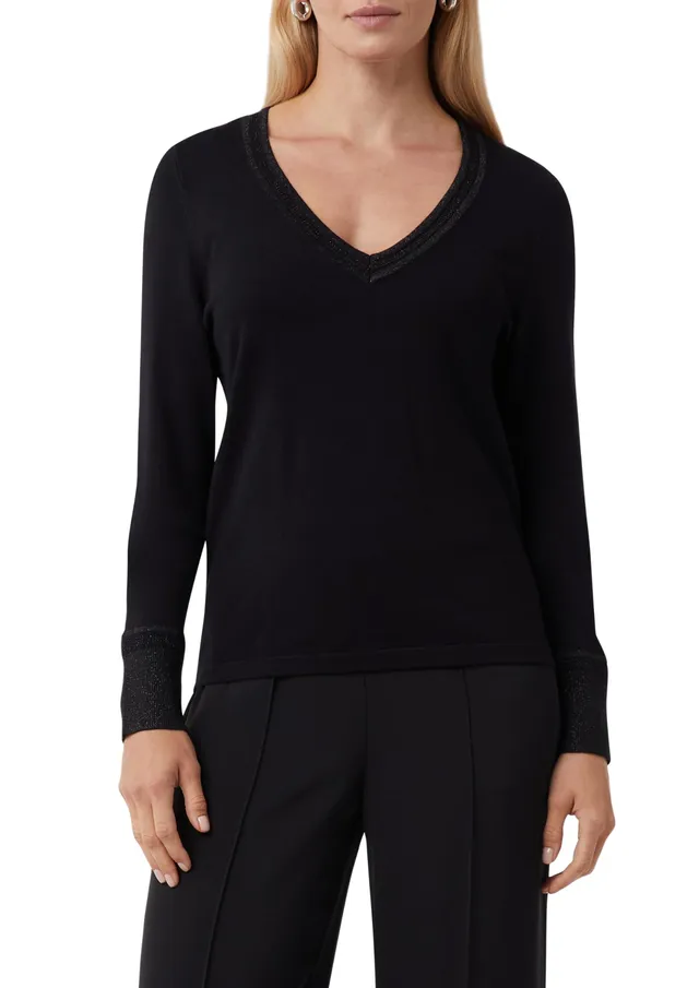 comma-feinstrickpullover-petrol-glitzergarn-langarm image 1
