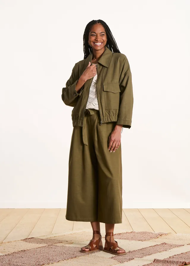 la-f-e-marabout-e-blouson-kaki-jacke-hemdkragen-lyocell image 1