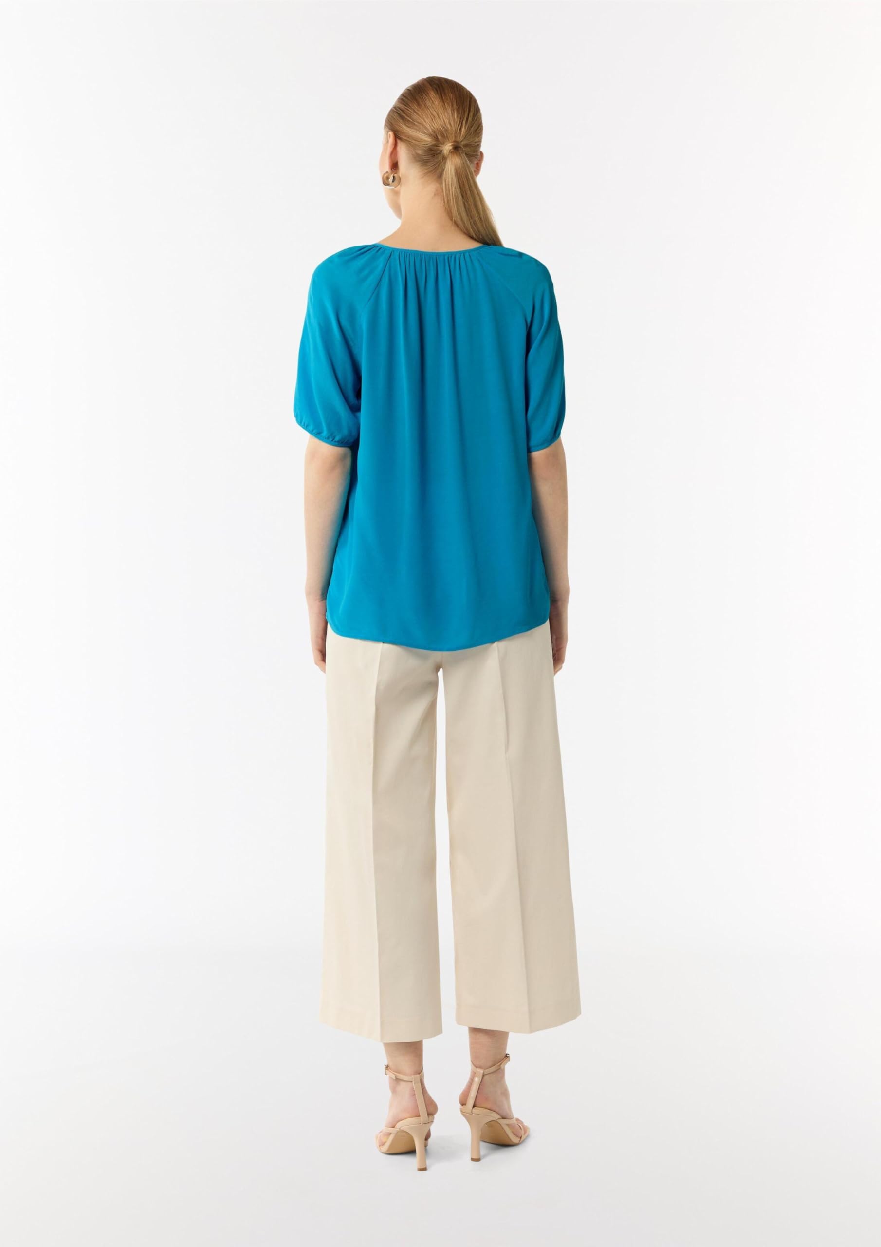 comma-blouses-cr-pe-bluse-ozeanblau-mit-raffung image 6
