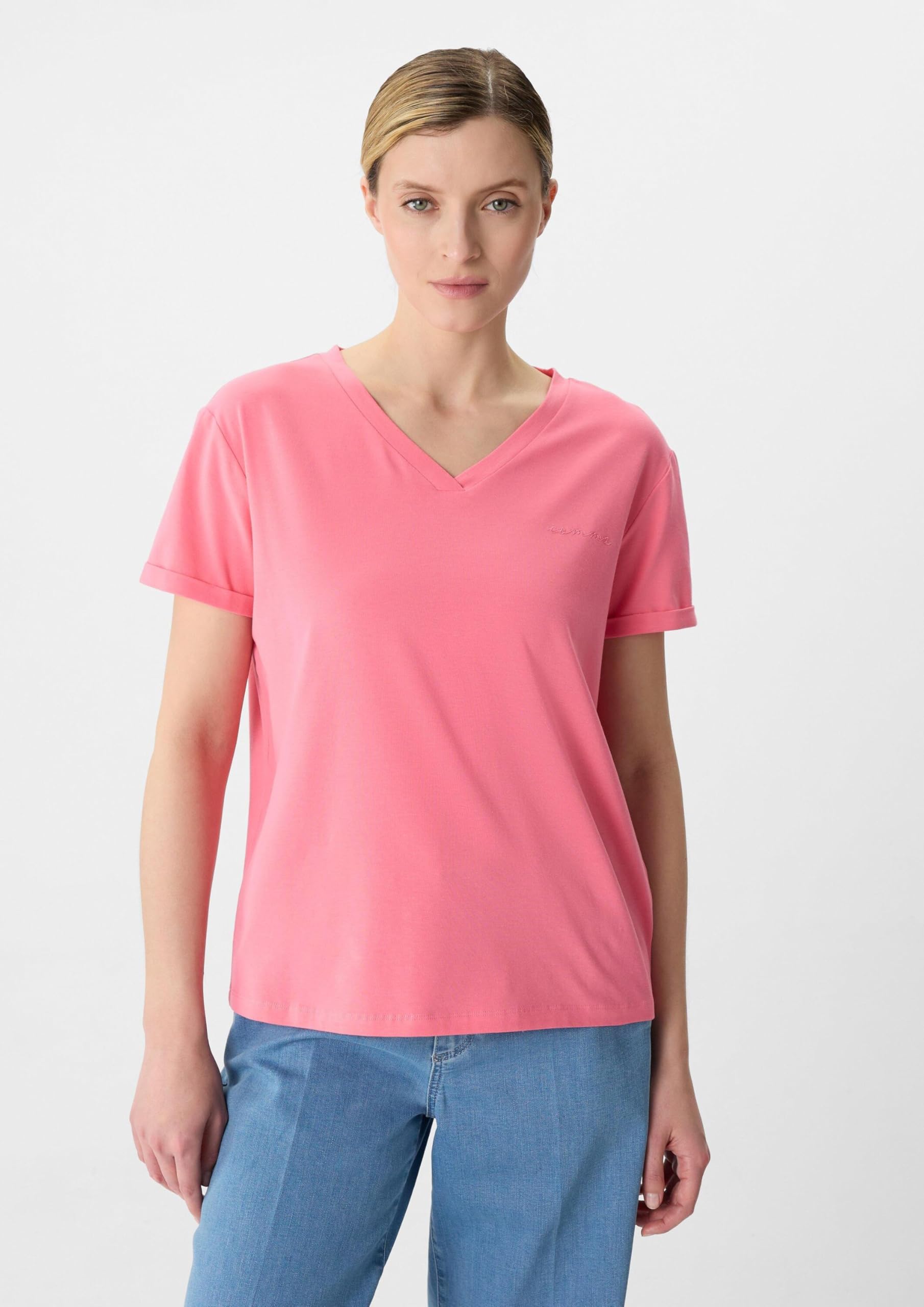 comma-t-shirt-relaxed-fit-v-ausschnitt-mit-logo-stickerei image 6