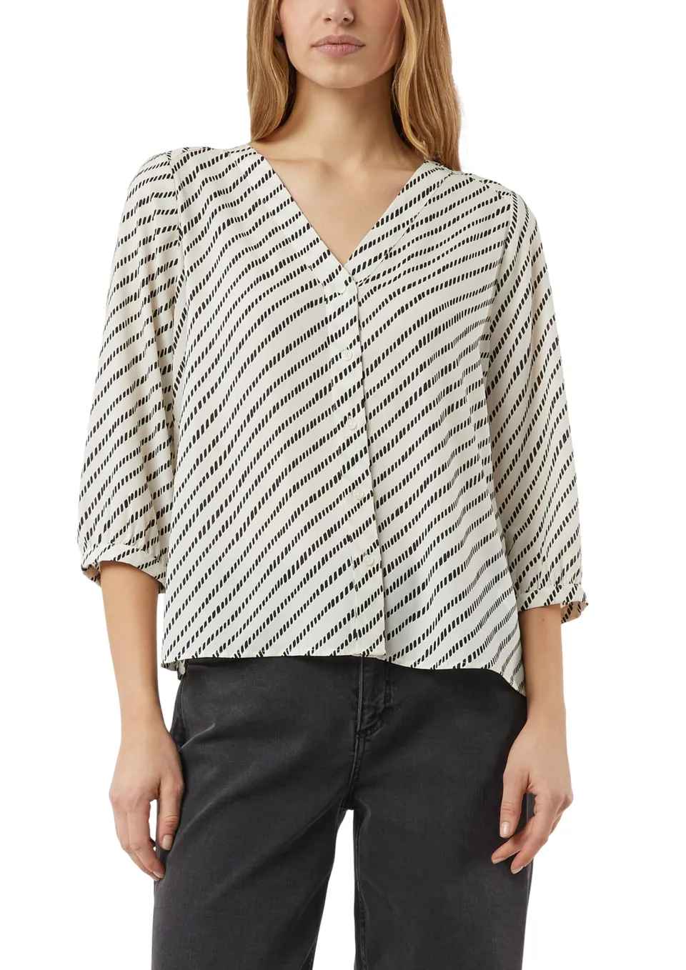 comma-chiffon-bluse-v-ausschnitt-gemustert-gr-e-42 image 1