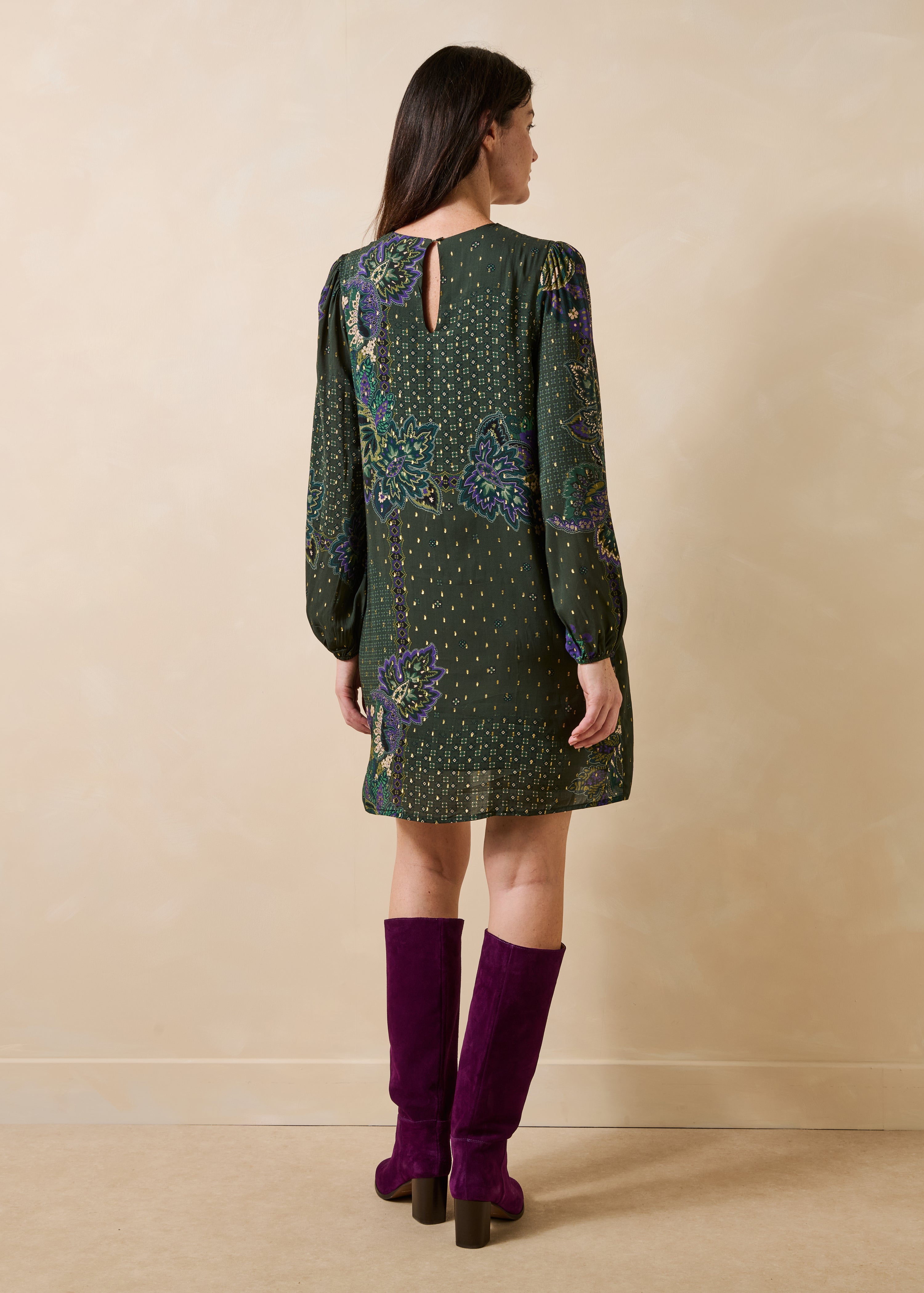 la-f-e-marabout-e-genoa-kleid-gr-n-print-gold-gr-36 image 2