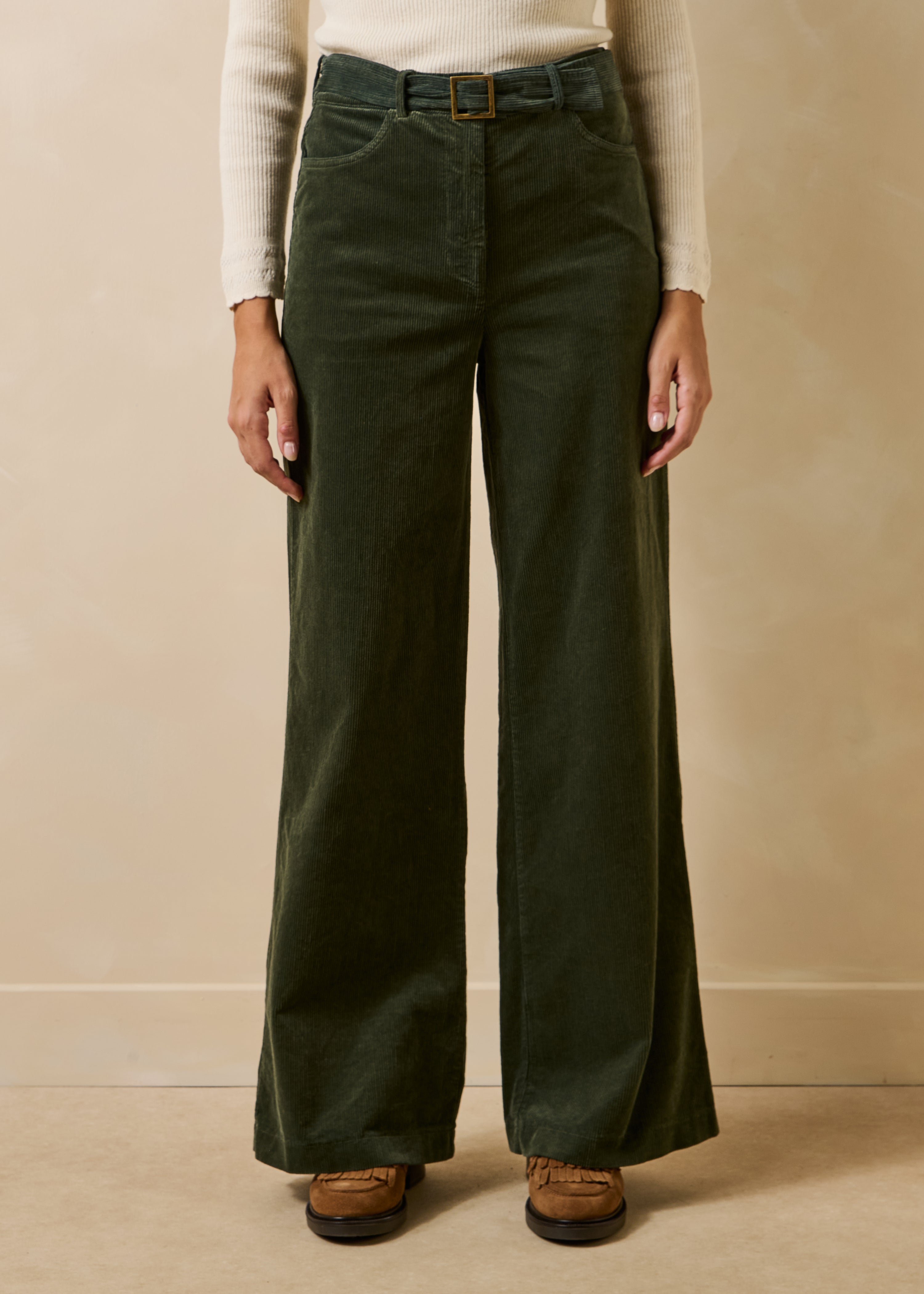 la-f-e-marabout-e-globus-cordhose-damen-kaki-weites-bein image 2