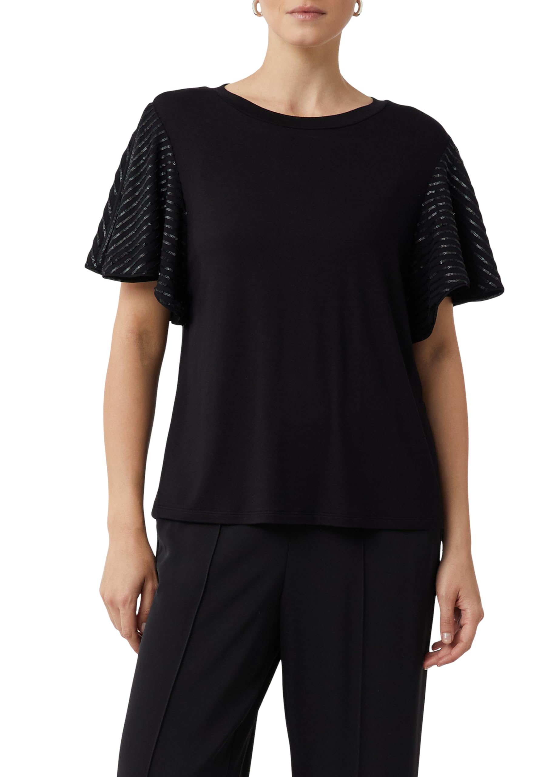 comma-damen-t-shirt-volant-rmel-pailletten-shirt-gr-e-36 image 1