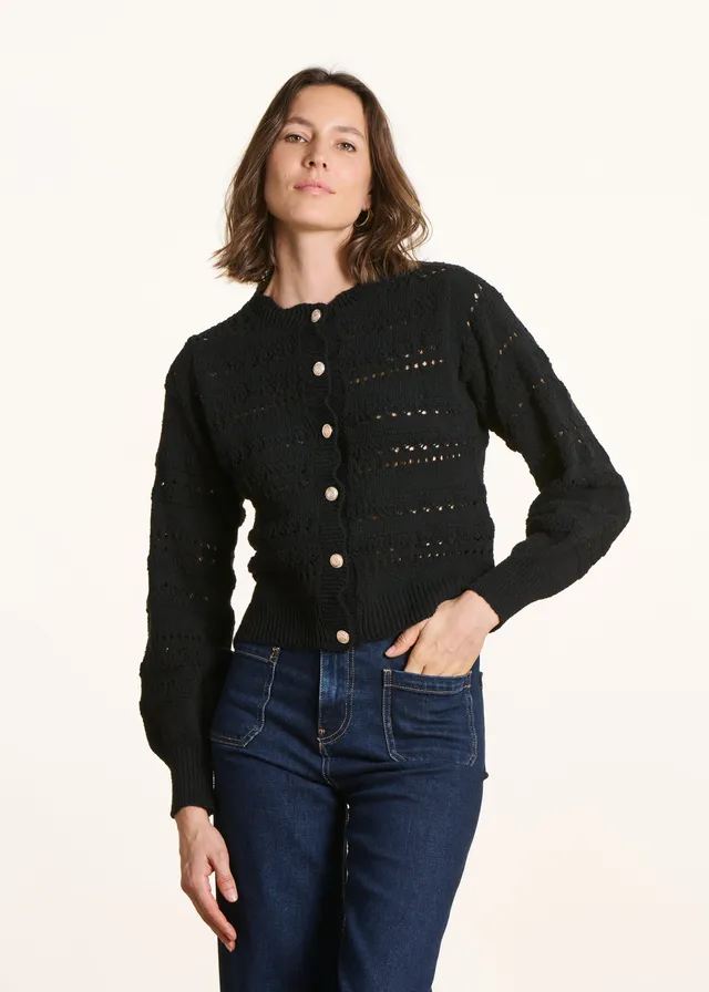 la-f-e-marabout-e-gilet-strickjacke-schwarz-ajour-xs-xl image 1