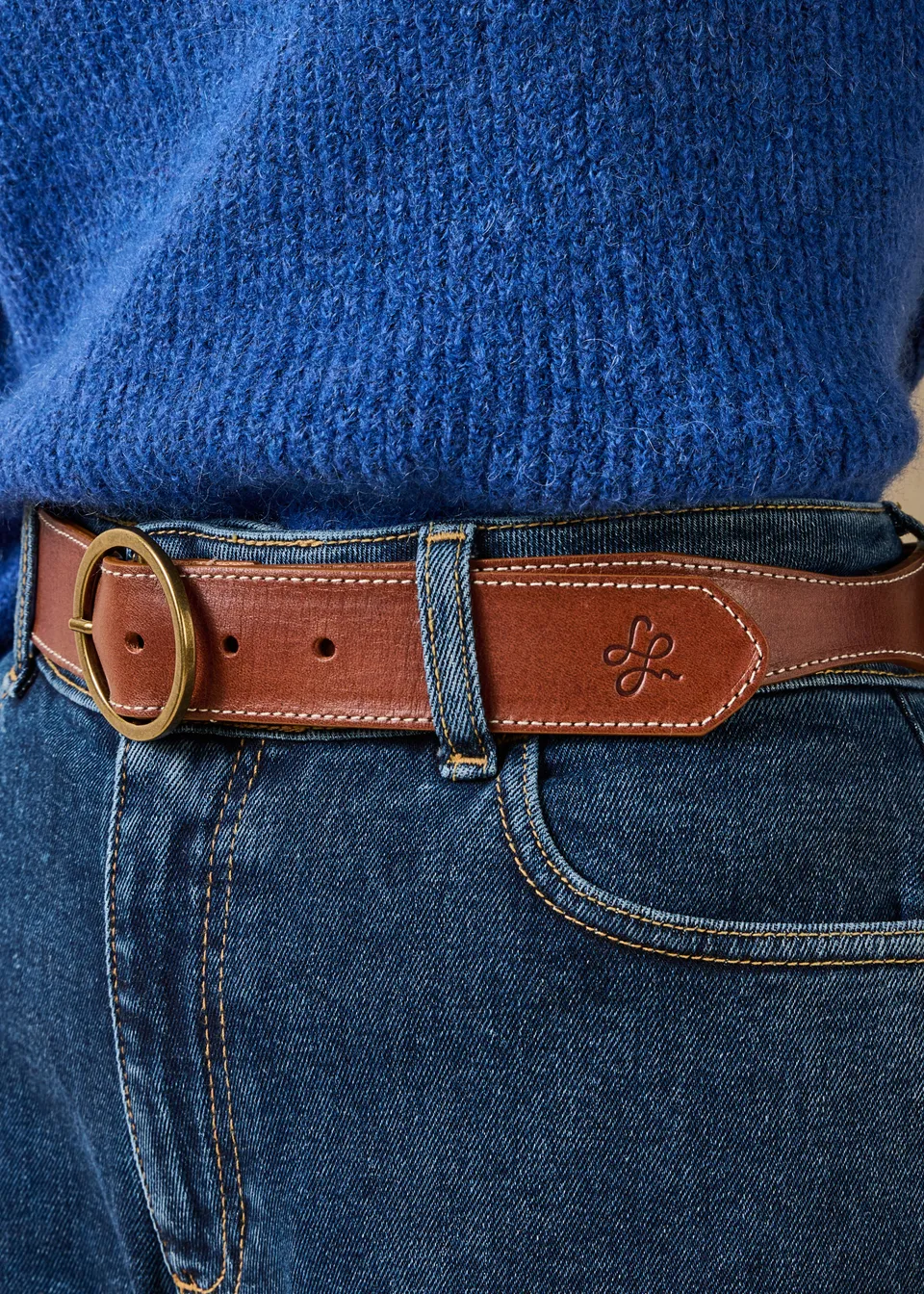 la-f-e-marabout-e-gamo-g-rtel-damen-camel-leder-goldschnalle image 1