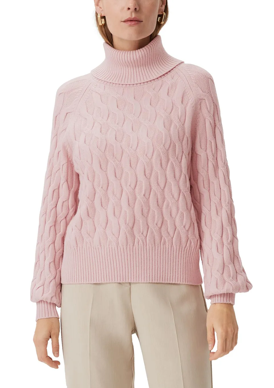 comma-rollkragenpullover-strickmuster-pfirsich image 1