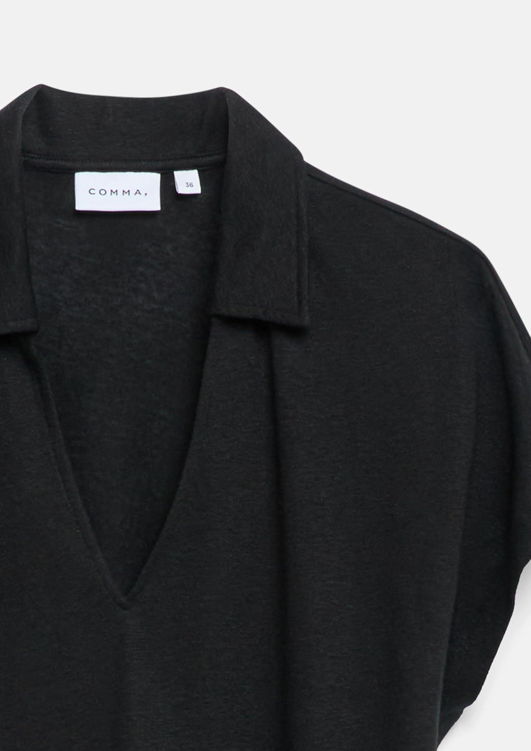comma-tops-polo-shirt-leinenmix-schwarz-gr-48 image 4