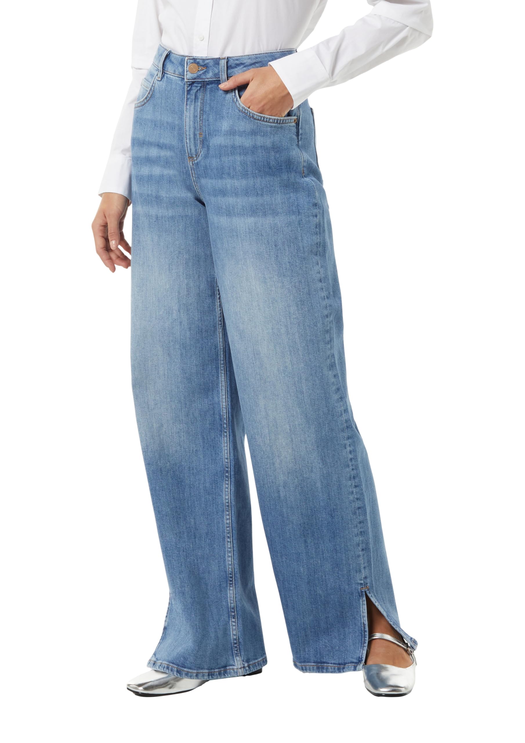comma-wide-leg-jeans-hose-gr-40-blau-geschlitzter-saum image 1