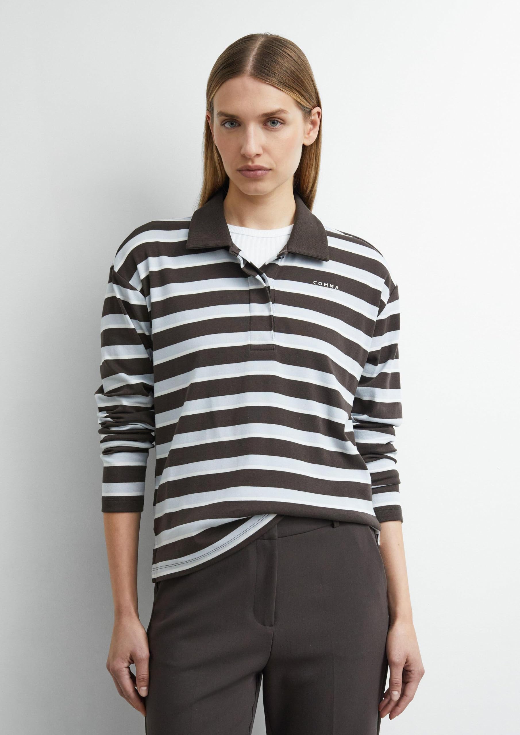 comma-tops-poloshirt-langarm-relaxed-fit-logo-38 image 6