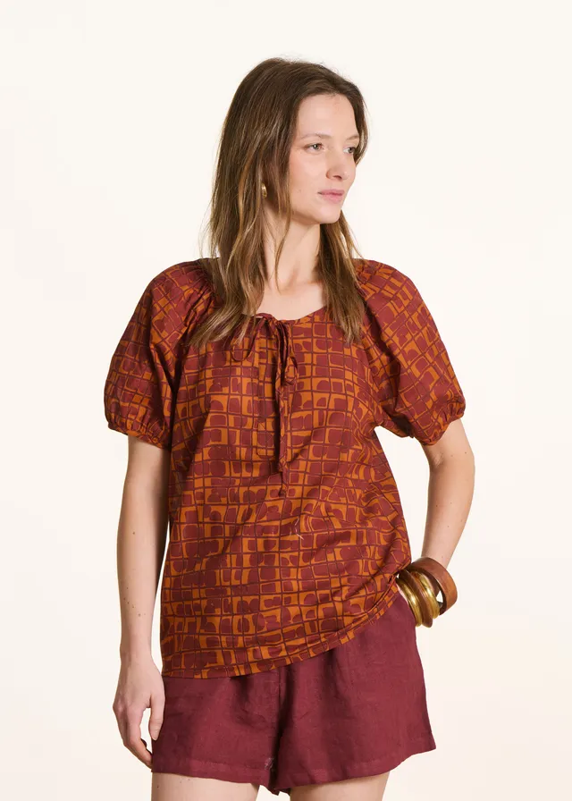 la-f-e-marabout-e-farouka-top-braun-orange-print image 1
