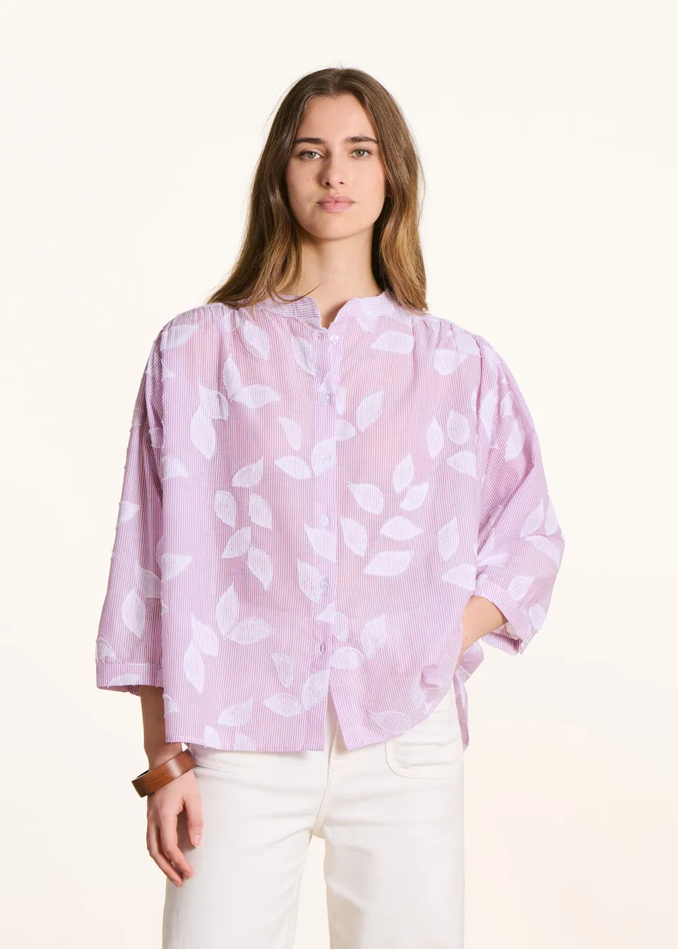 la-f-e-marabout-e-chemises-bluse-rosa-floral-3-4-arm image 1