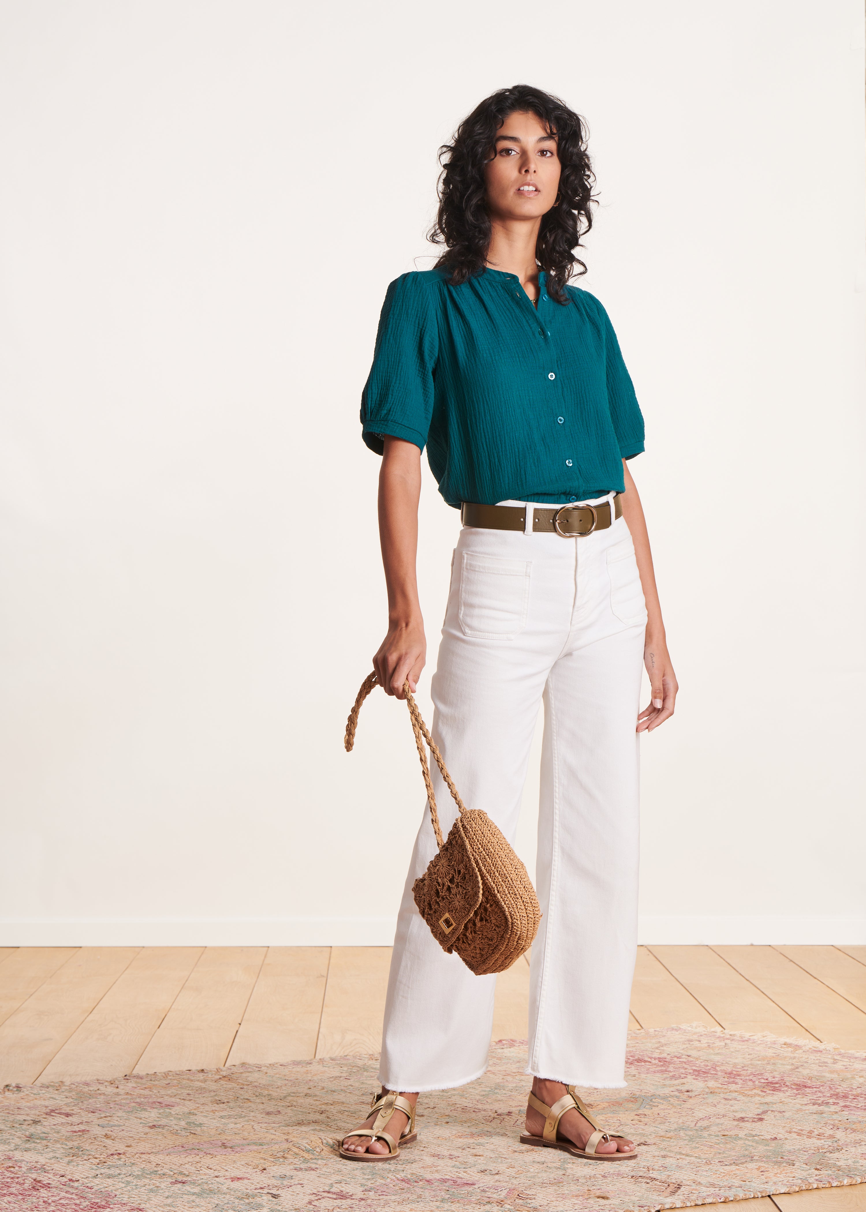 la-f-e-marabout-e-daby-bluse-blau-bio-baumwolle-kurz image 2