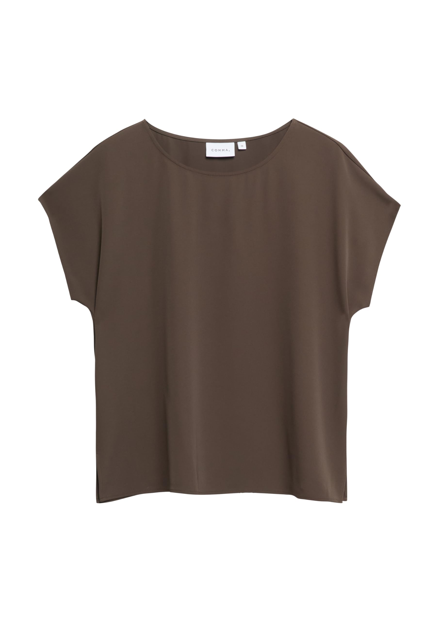 comma-blouses-bluse-kurzarm-rundhals-dunkelbraun-44 image 3