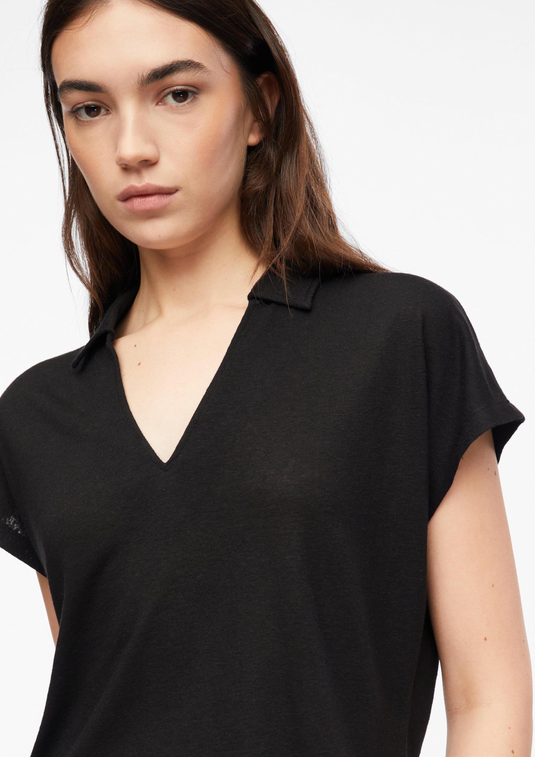 comma-tops-polo-shirt-leinenmix-schwarz-gr-48 image 2